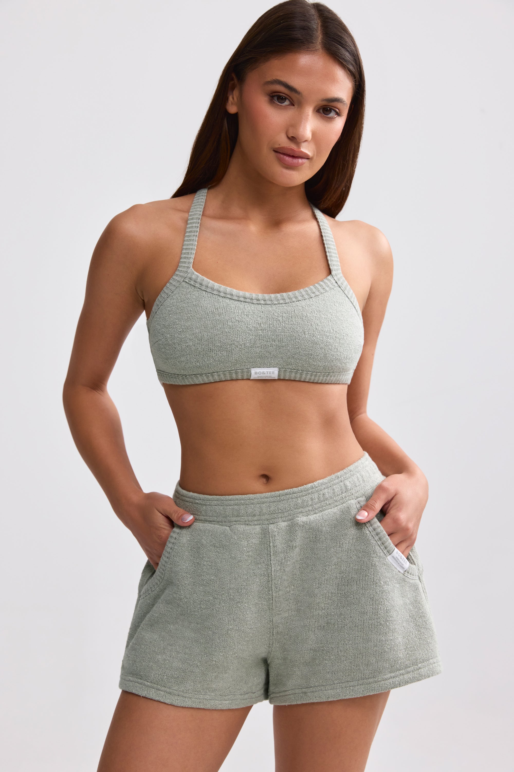 Terry Towelling Shorts in Sage Grey - Image 5