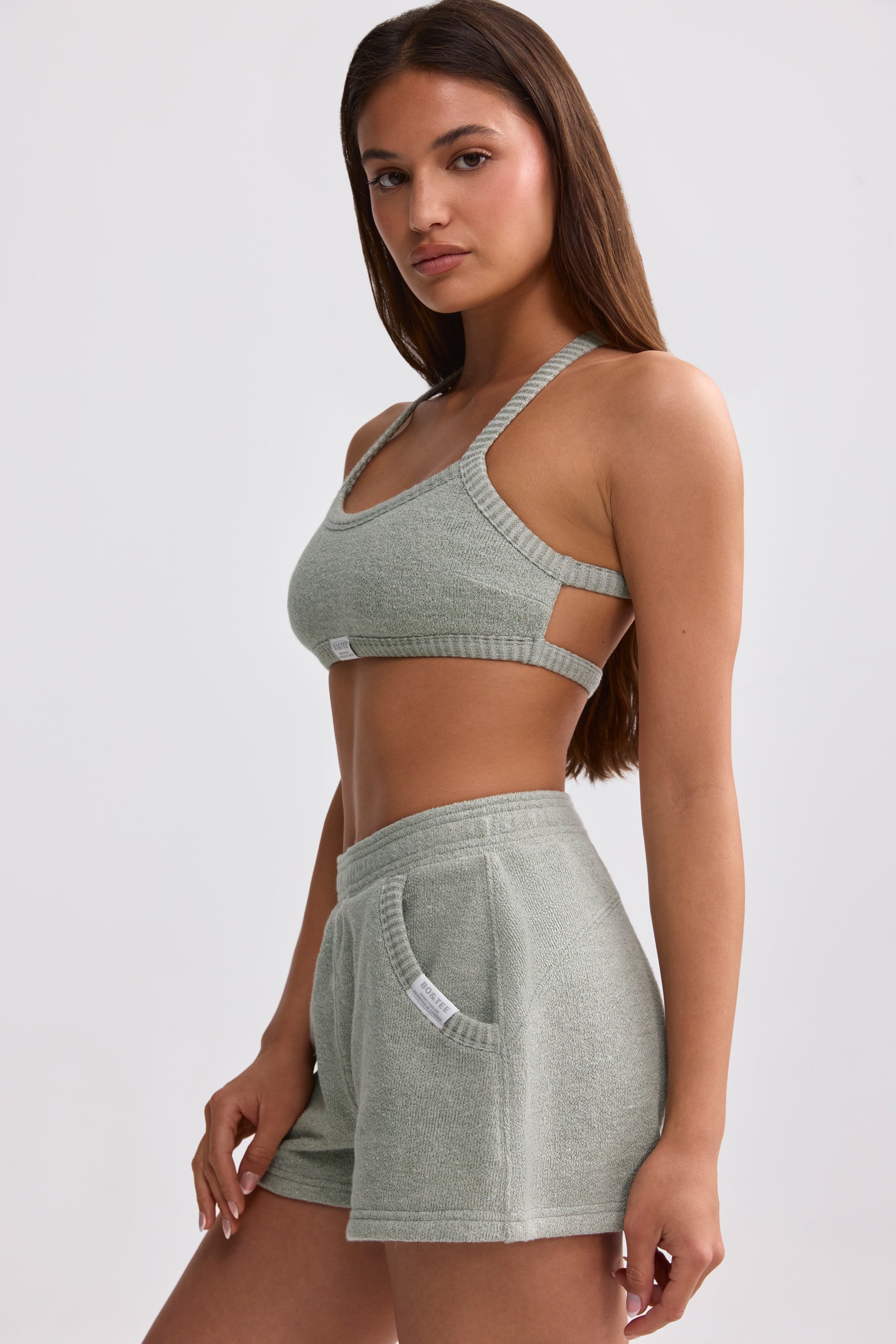Terry Towelling Shorts in Sage Grey - Image 3