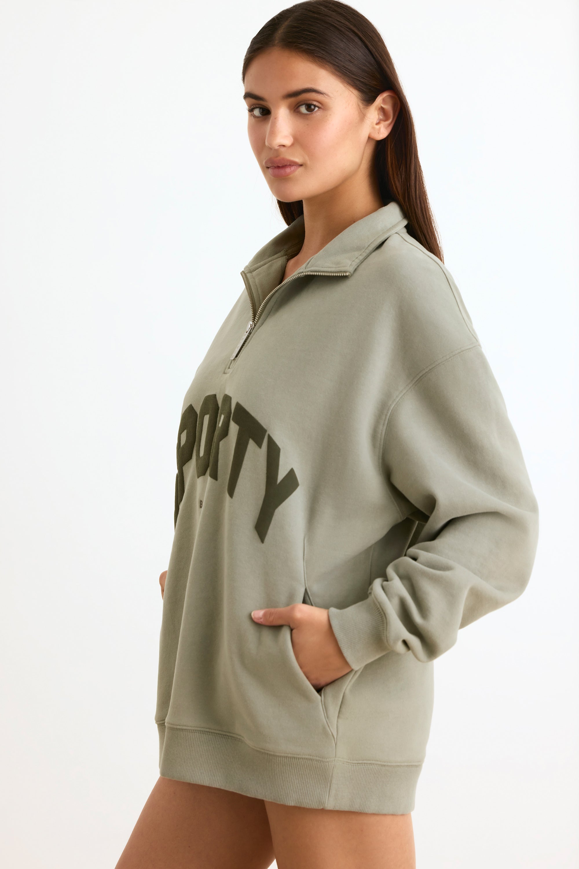 Quarter-Zip Sweatshirt in Mineral - Image 3