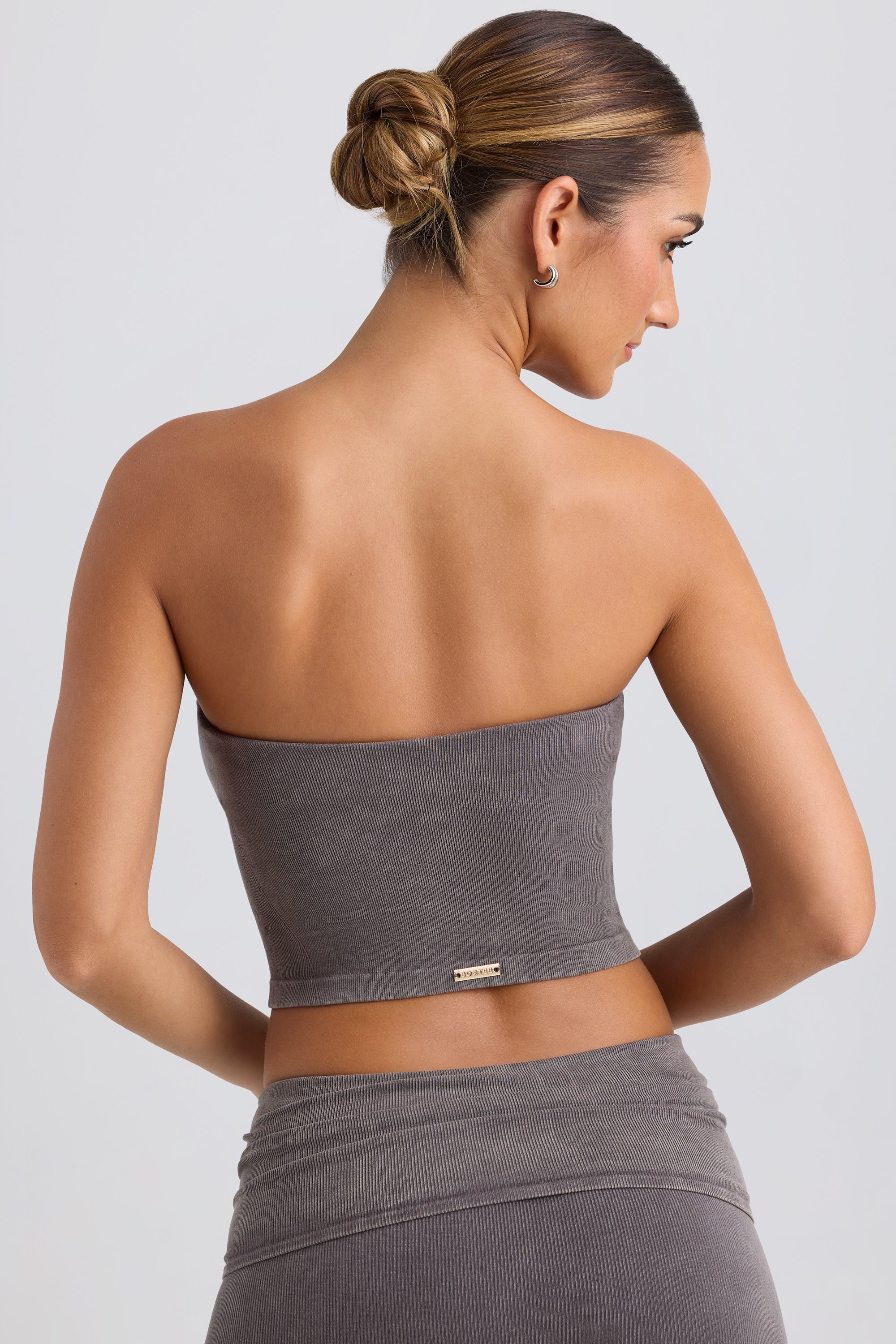 Bandeau Crop Top in Washed Charcoal - Image 2