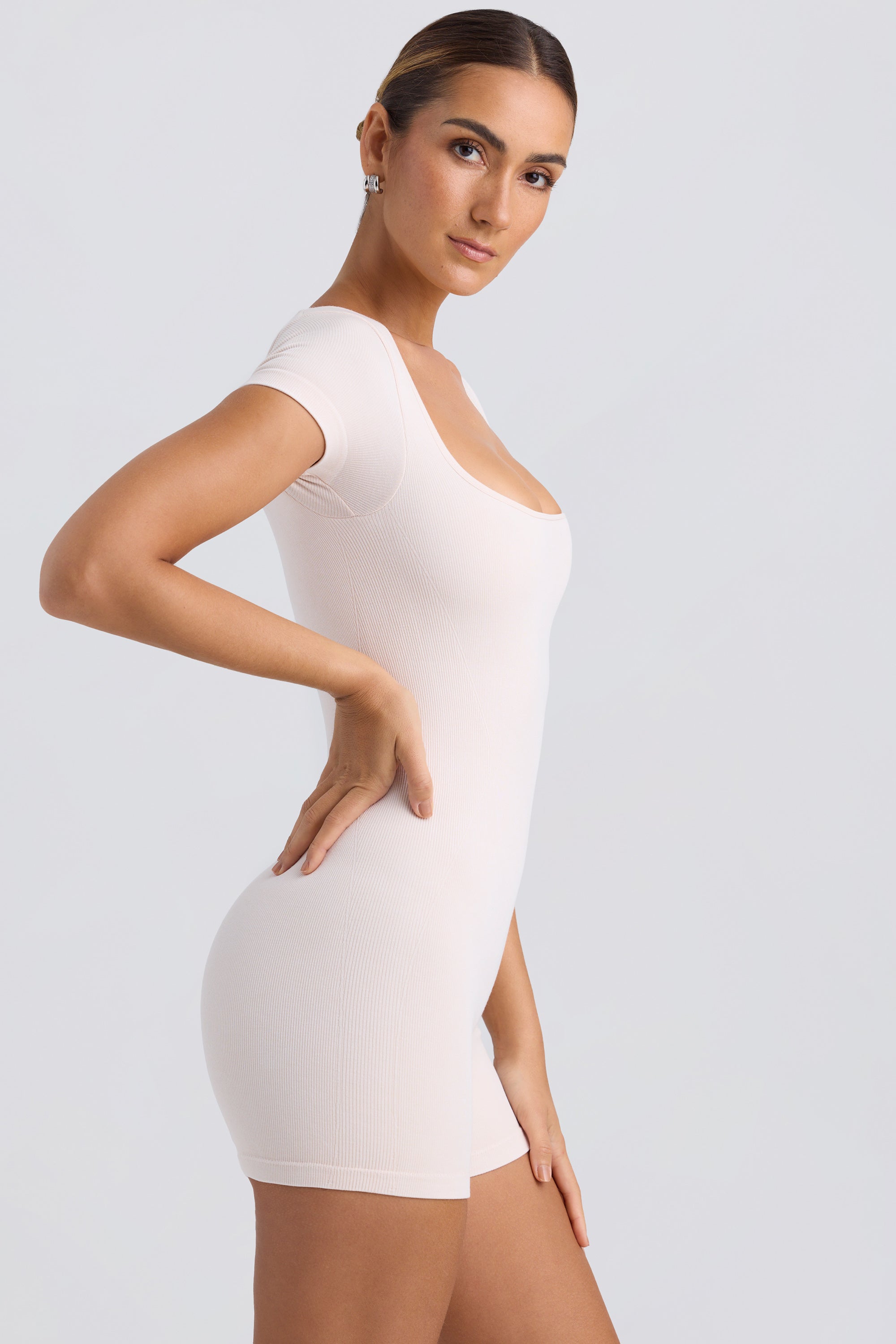 Scoop-Neck Unitard in Washed Cream - Image 3