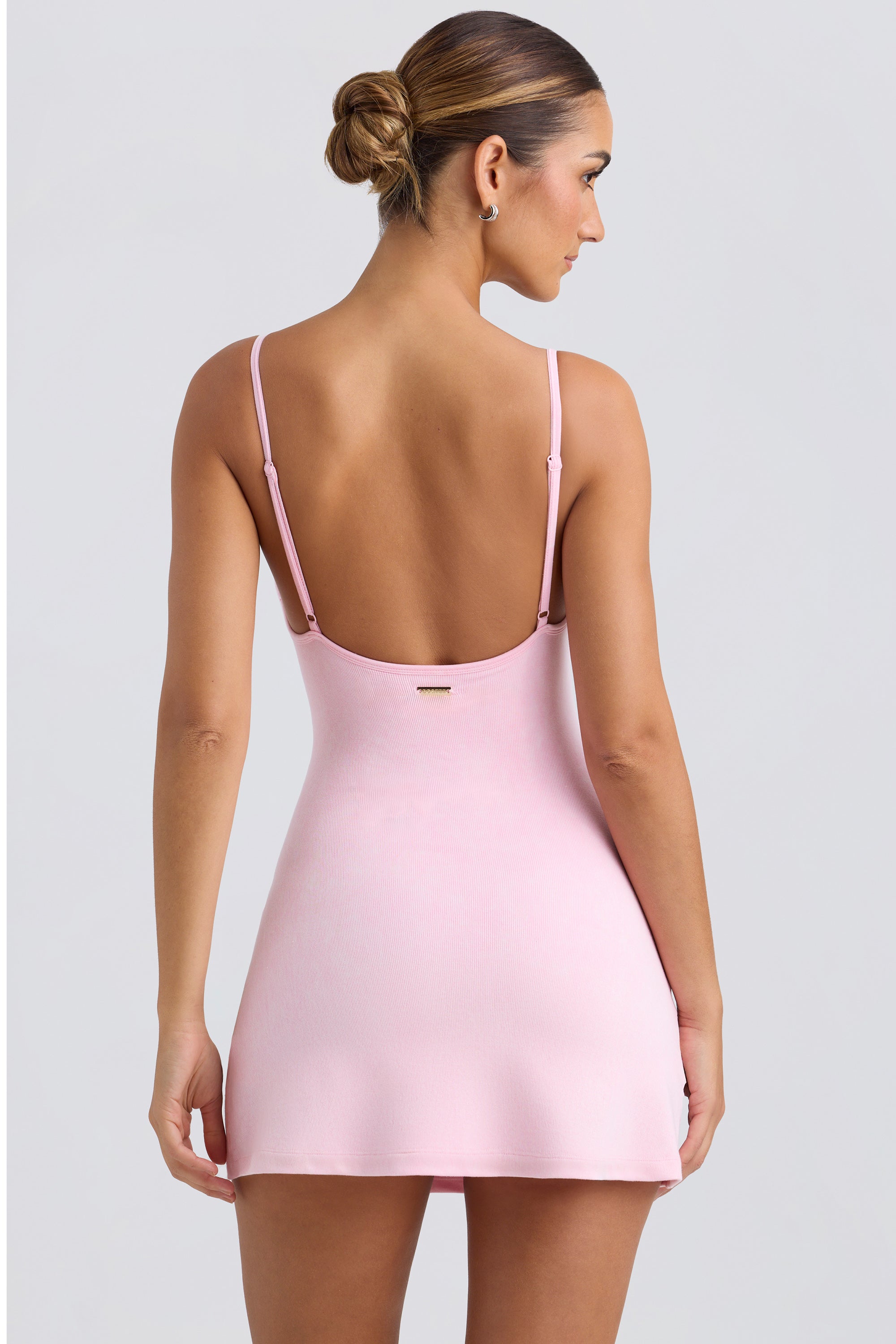 Seamless Rib A-Line Active Mini Dress in Washed Ice Pink - Image 2