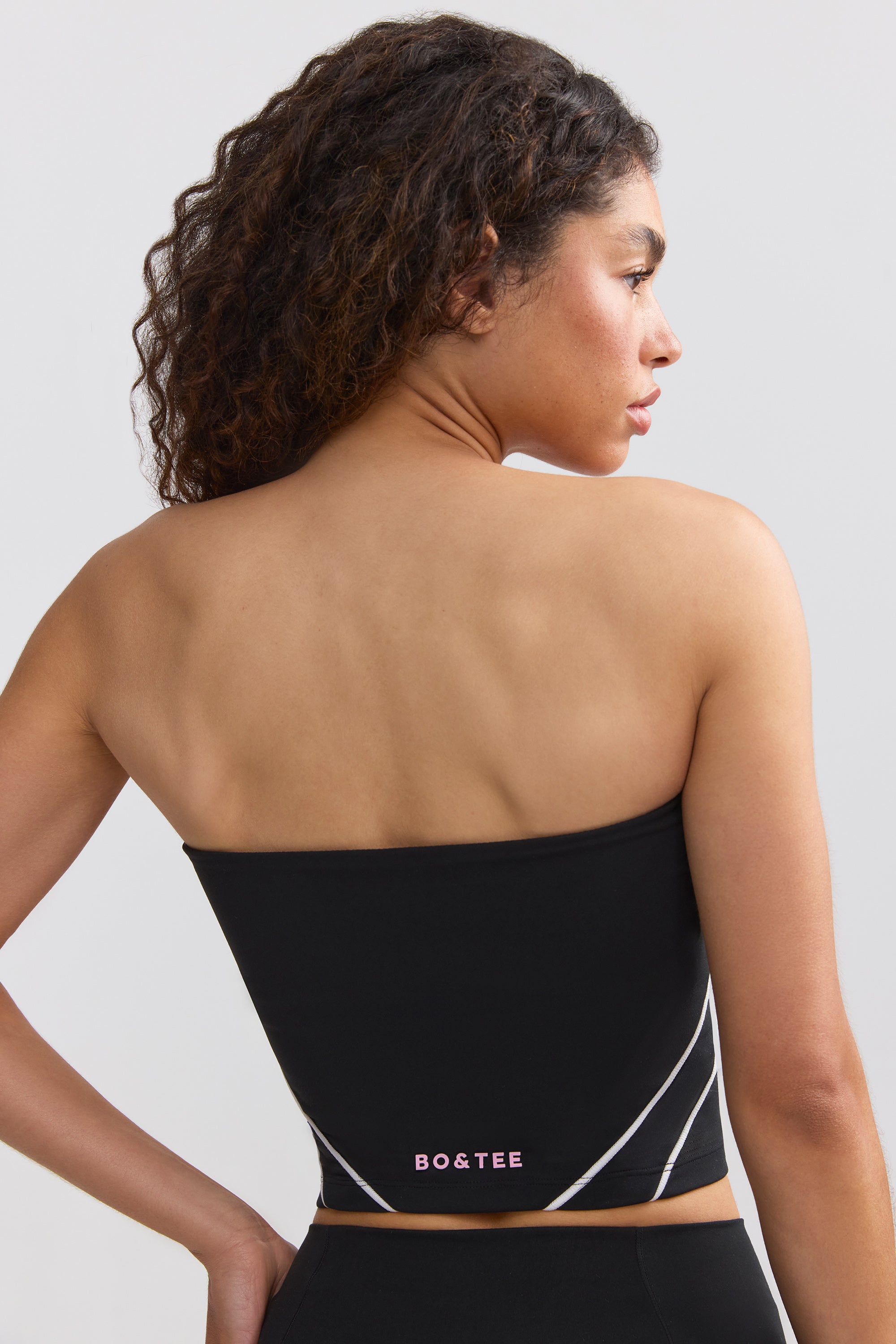 Soft Active Contrast-Trim Bandeau Top in Black - Image 2