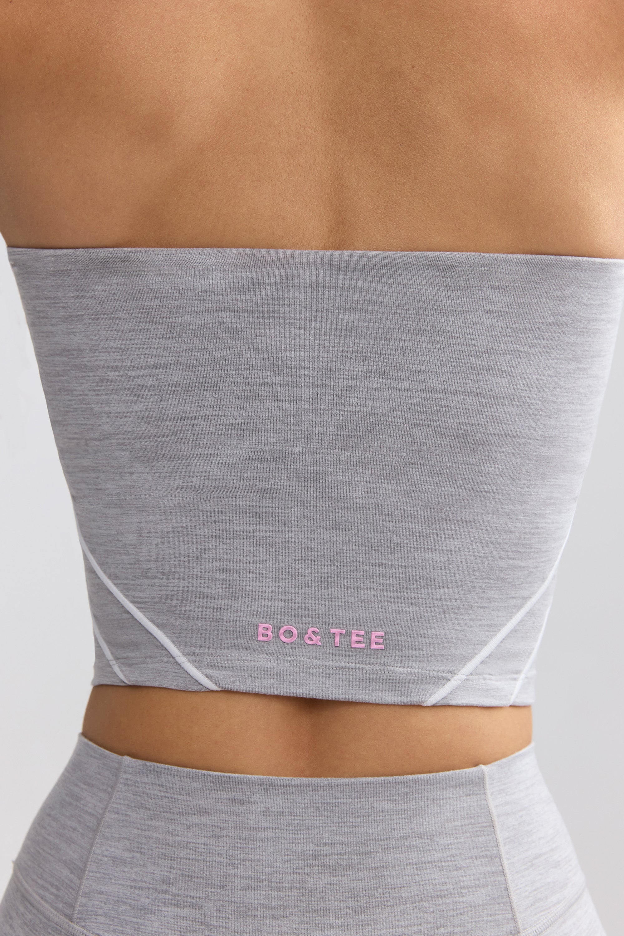 Soft Active Contrast-Trim Bandeau Top in Ice Grey - Image 4