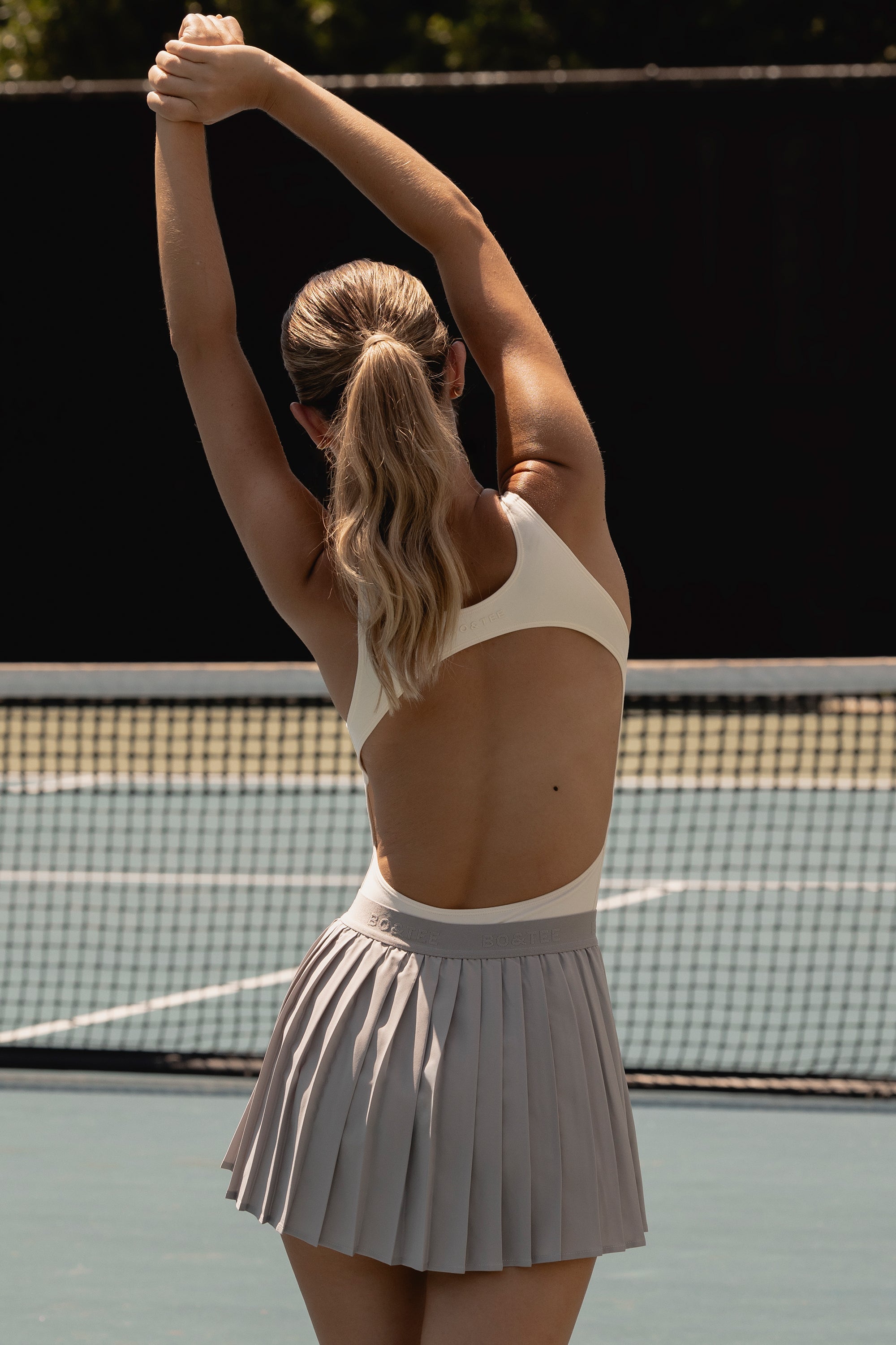 Courtside Classics Soft Active Open-Back Bodysuit in White