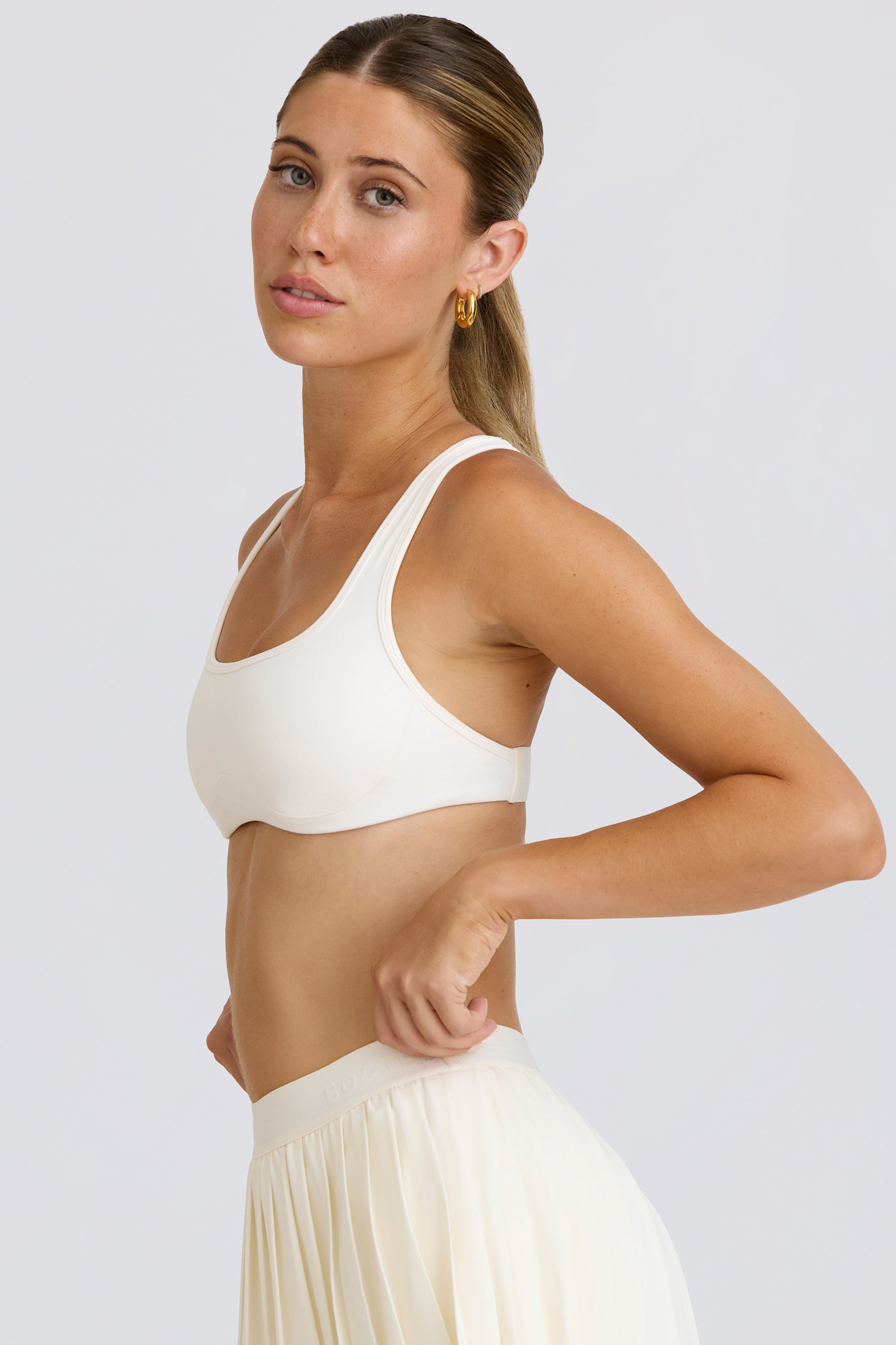 Courtside Classics Soft Active Sports Bra in White - Image 3