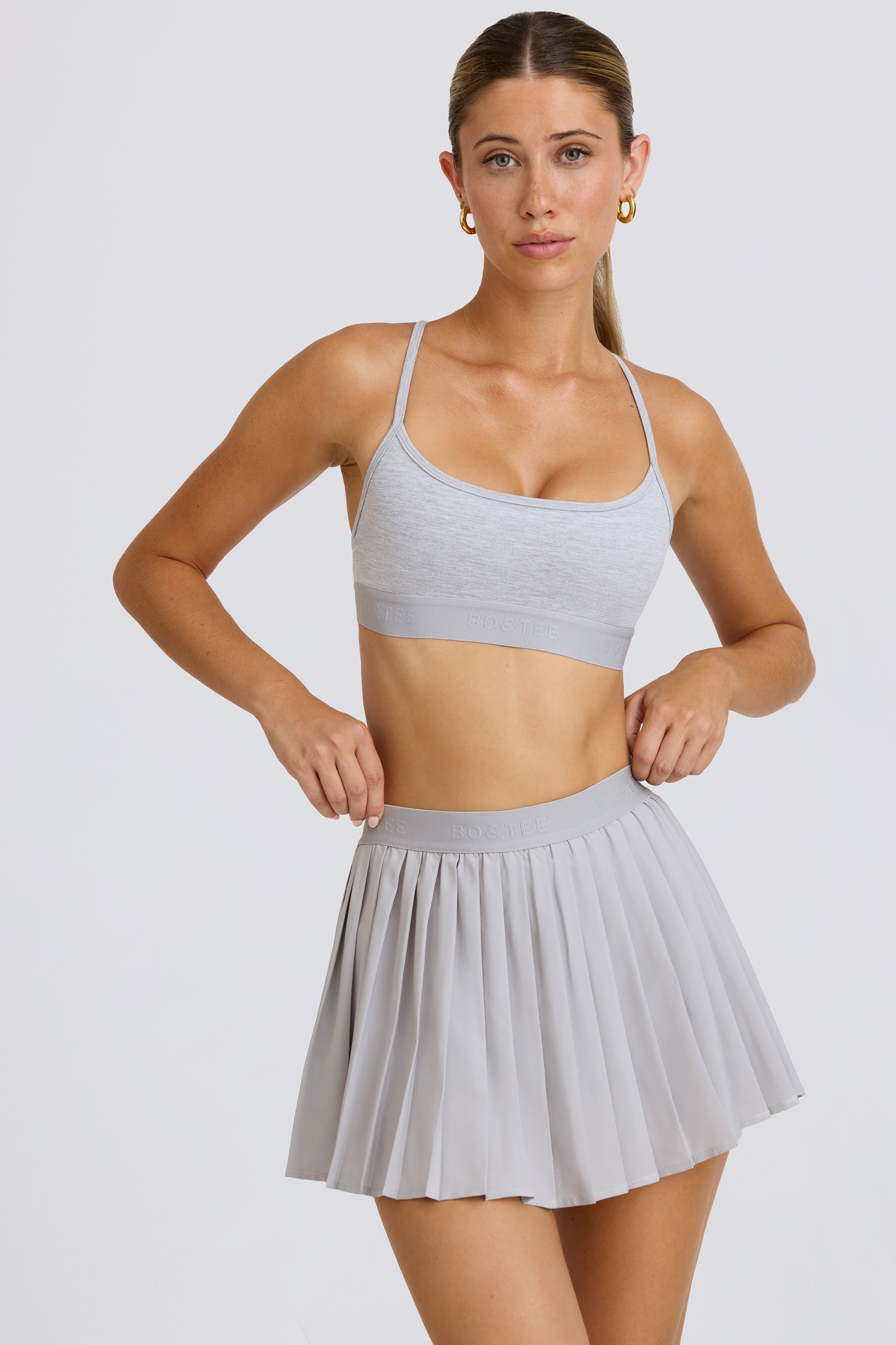 Courtside Classics Pleated Tennis Skirt in Ice Grey - Image 5