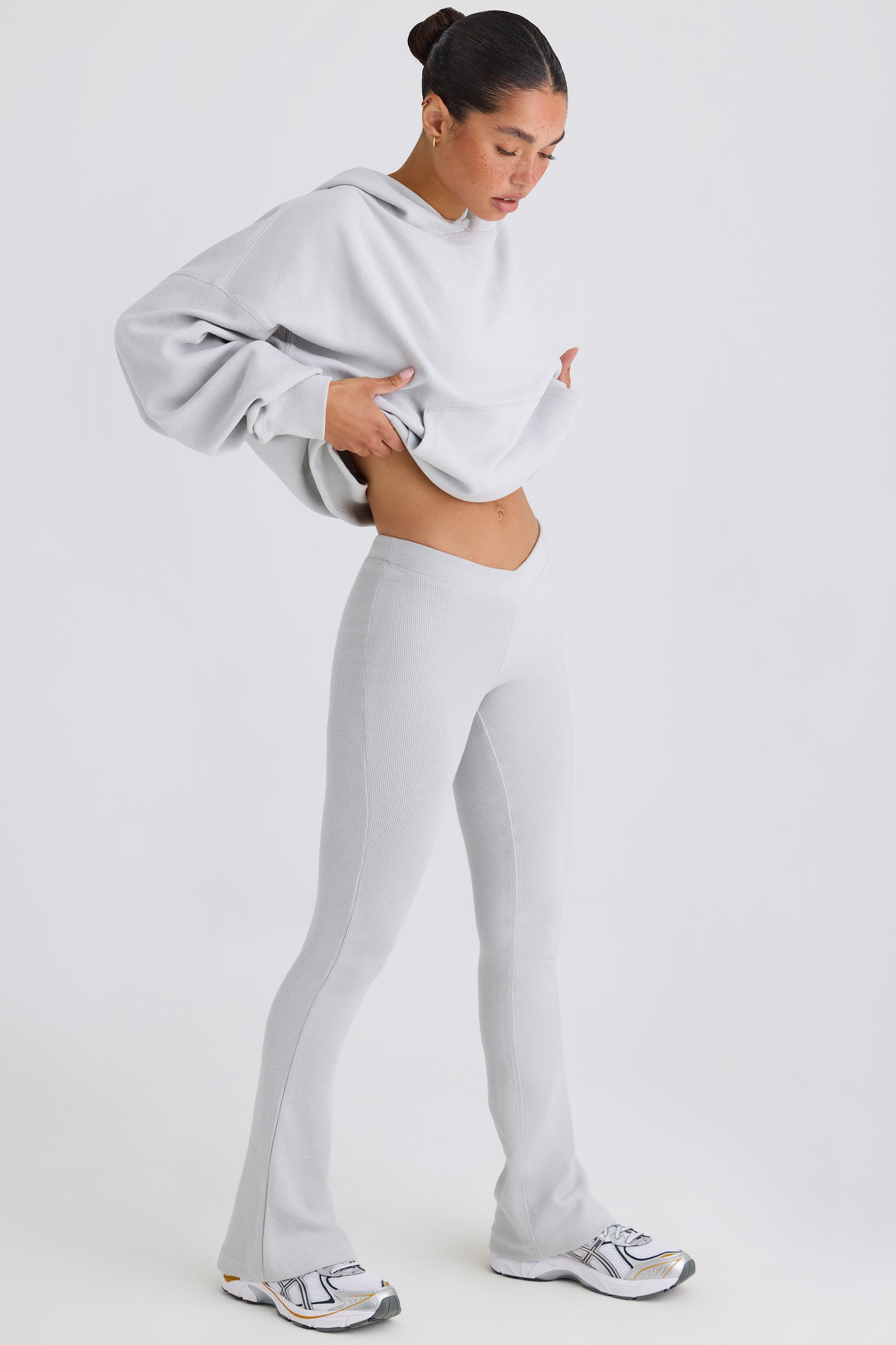 Jet Set Petite Flared Trousers in Pacific Grey - Image 3