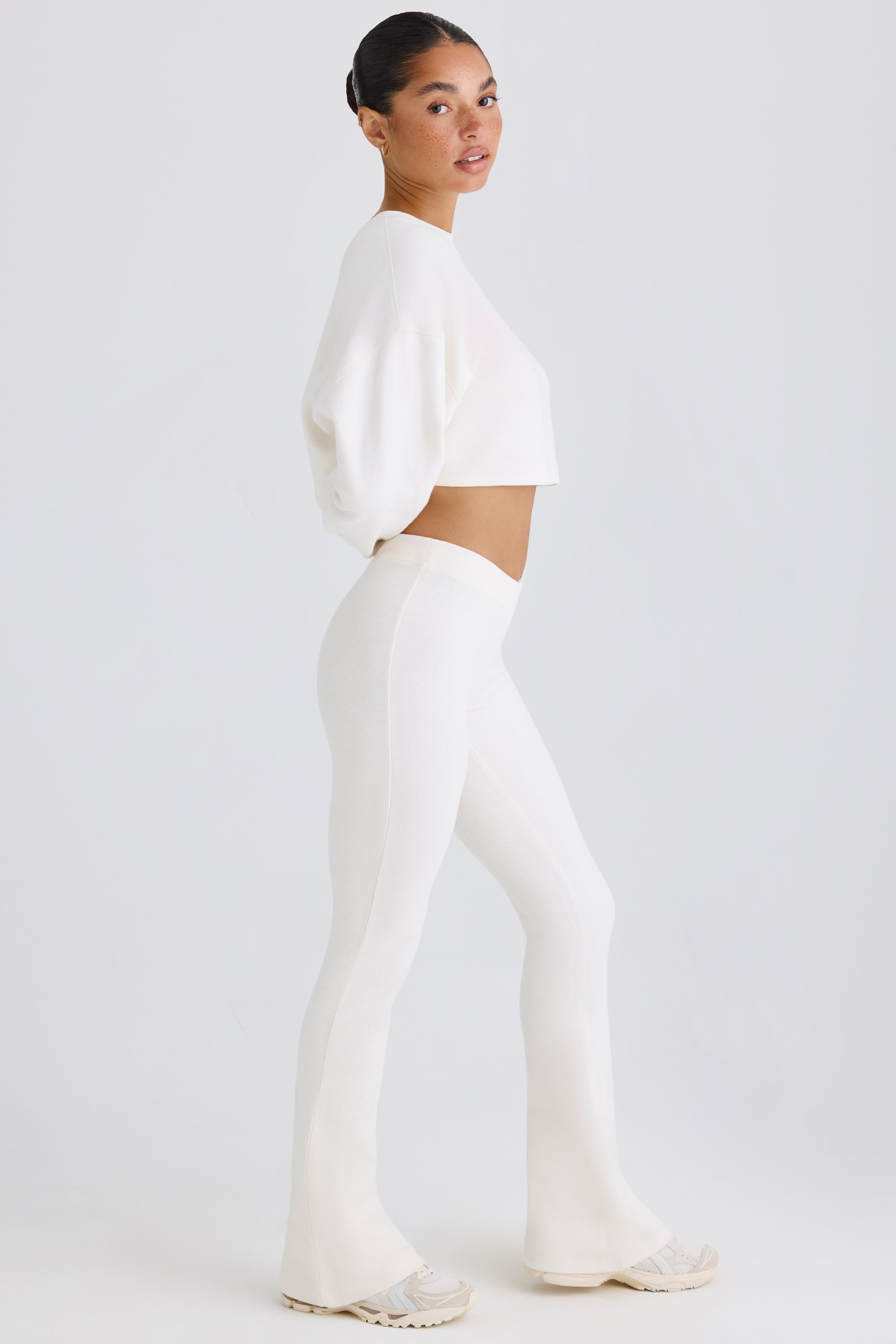Jet Set Flared Trousers in White - Image 3