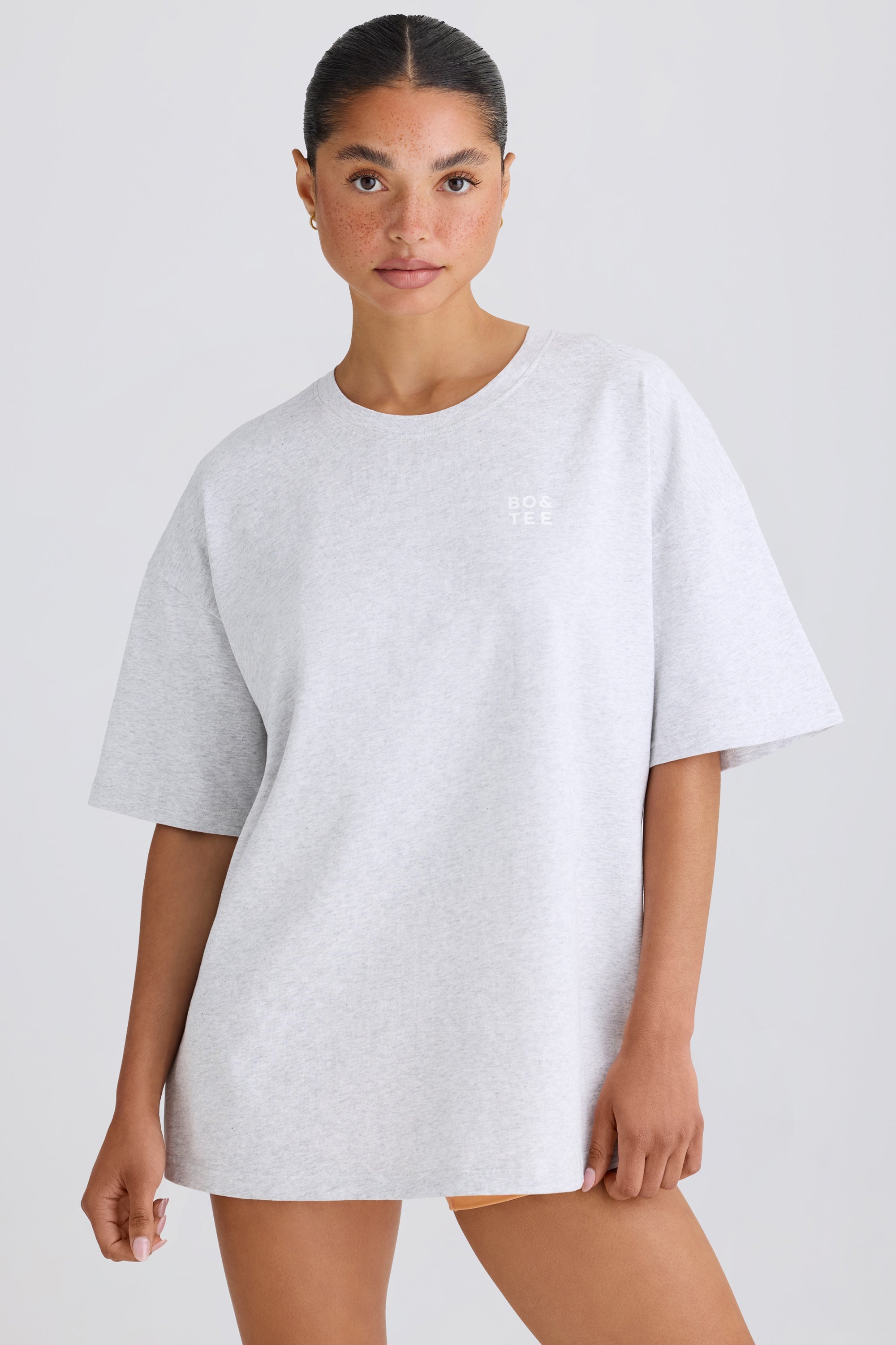 Jet Set Oversized T-Shirt in Grey Marl - Image 8