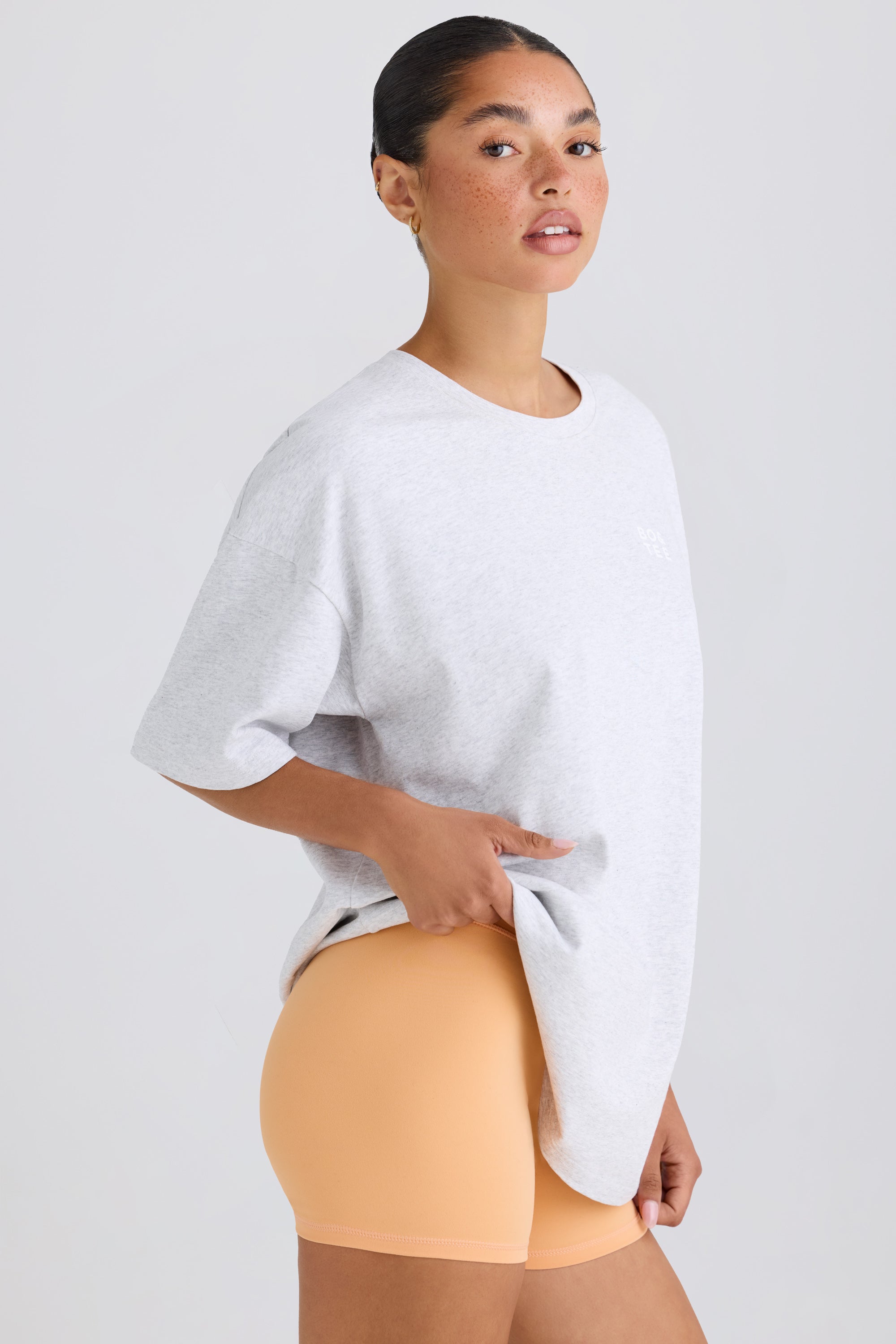 Jet Set Oversized T-Shirt in Grey Marl - Image 3