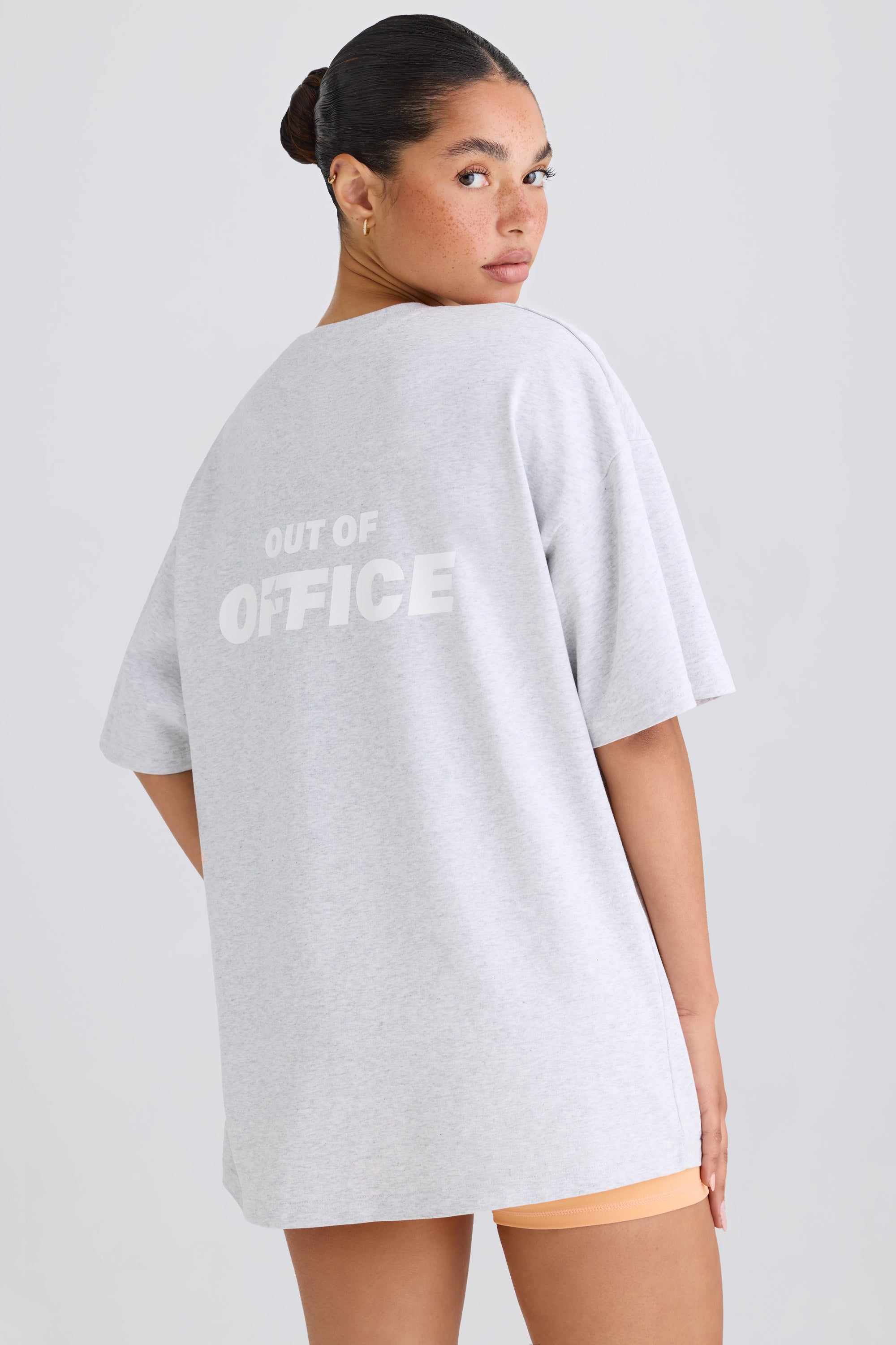 Jet Set Oversized T-Shirt in Grey Marl - Image 6