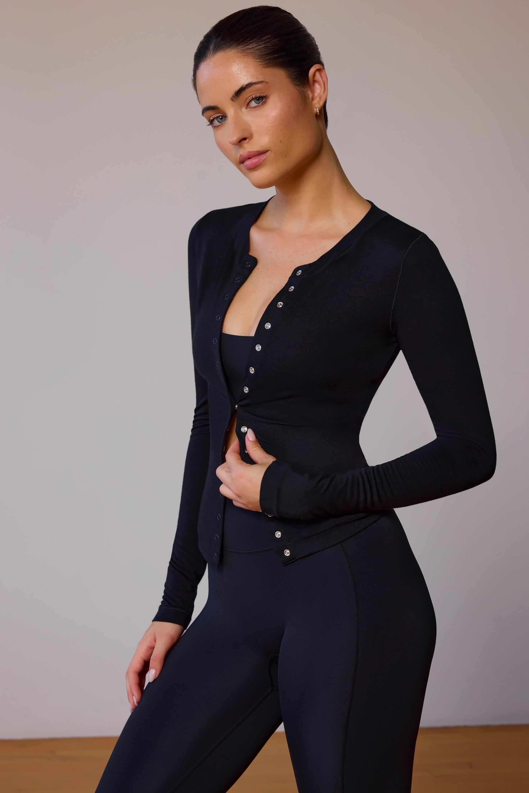 Full-Length Cardigan in Black - Image 4