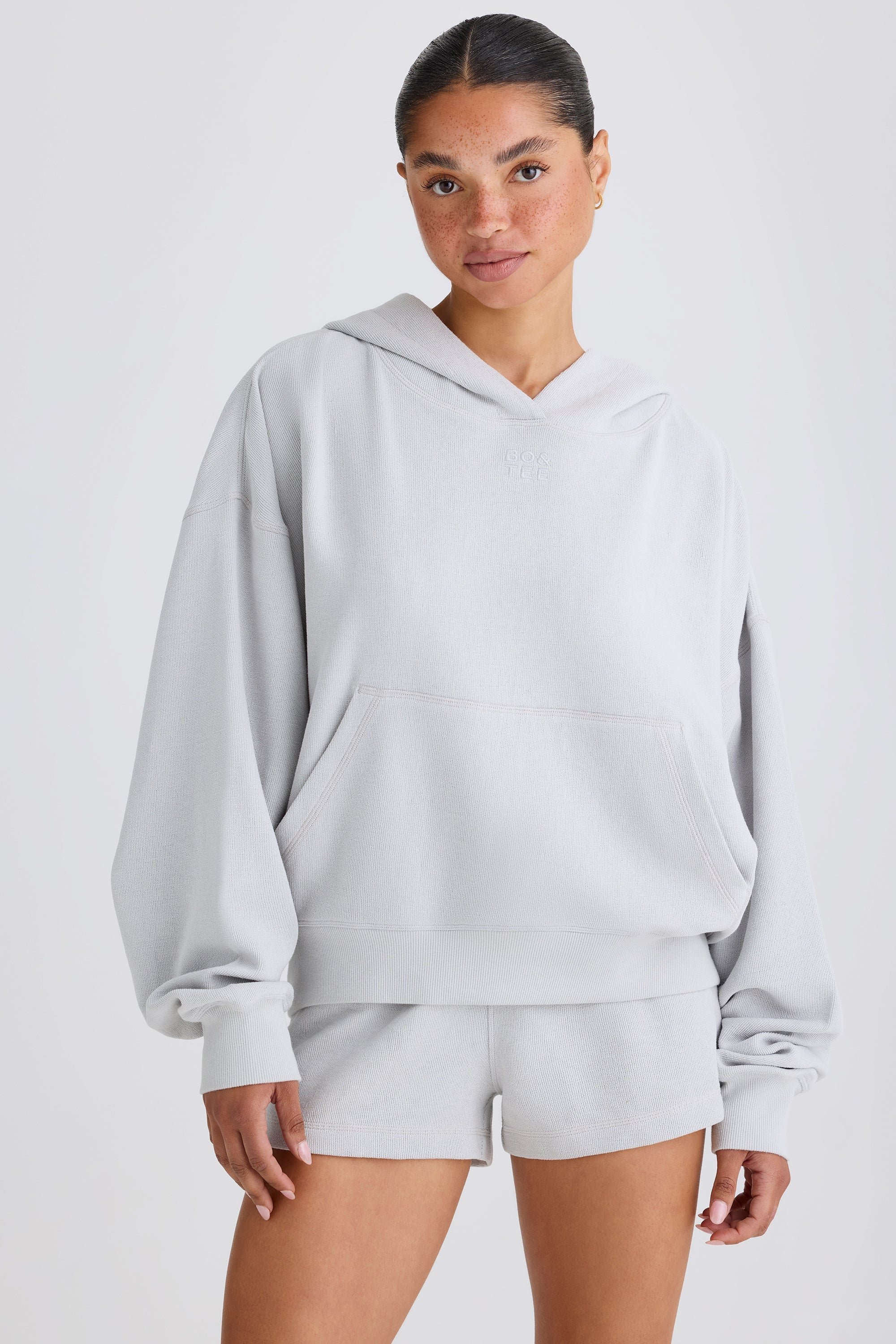 Jet Set Graphic-Print Hoodie in Pacific Grey - Image 7