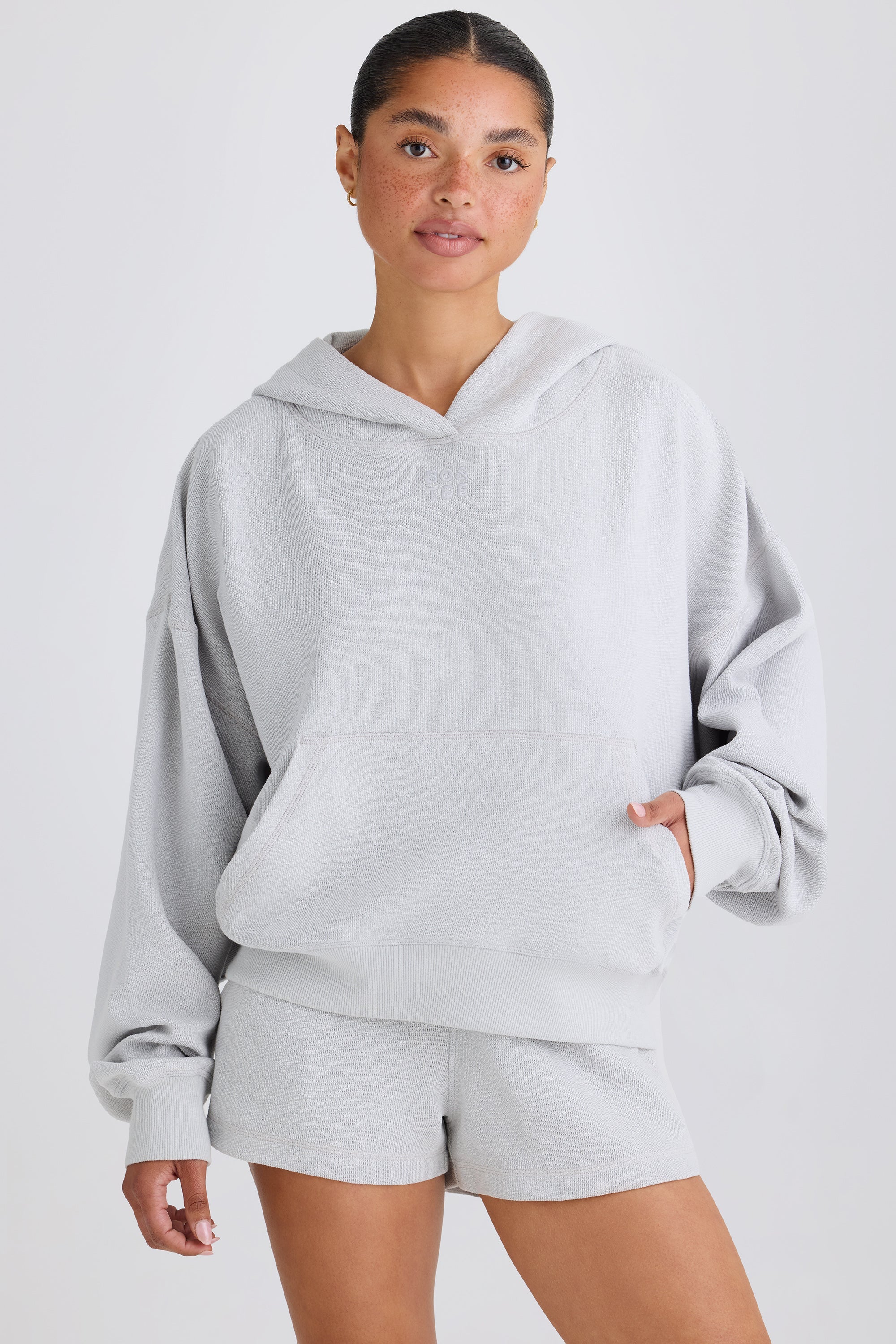 Jet Set Graphic-Print Hoodie in Pacific Grey - Image 2