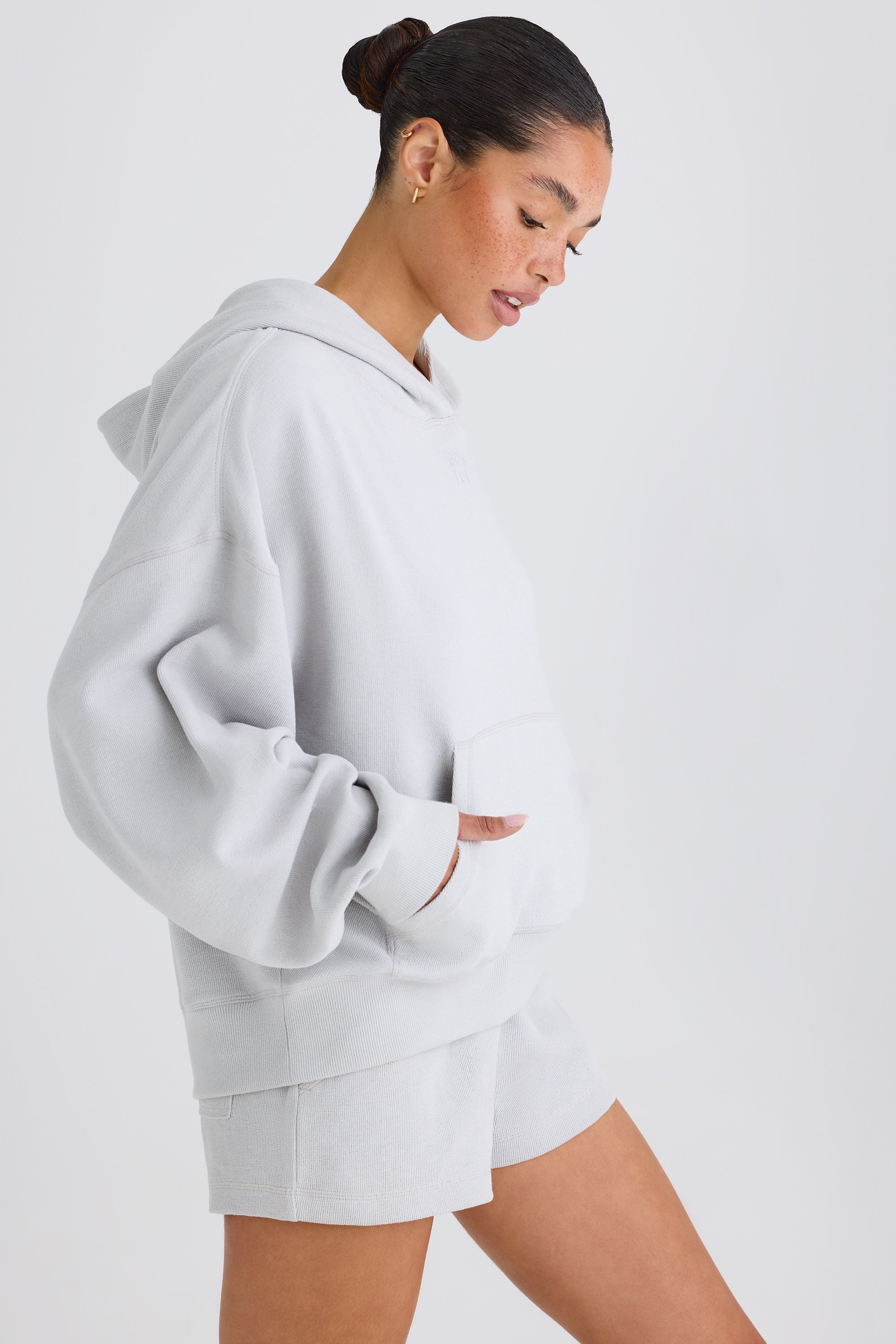 Jet Set Graphic-Print Hoodie in Pacific Grey - Image 3