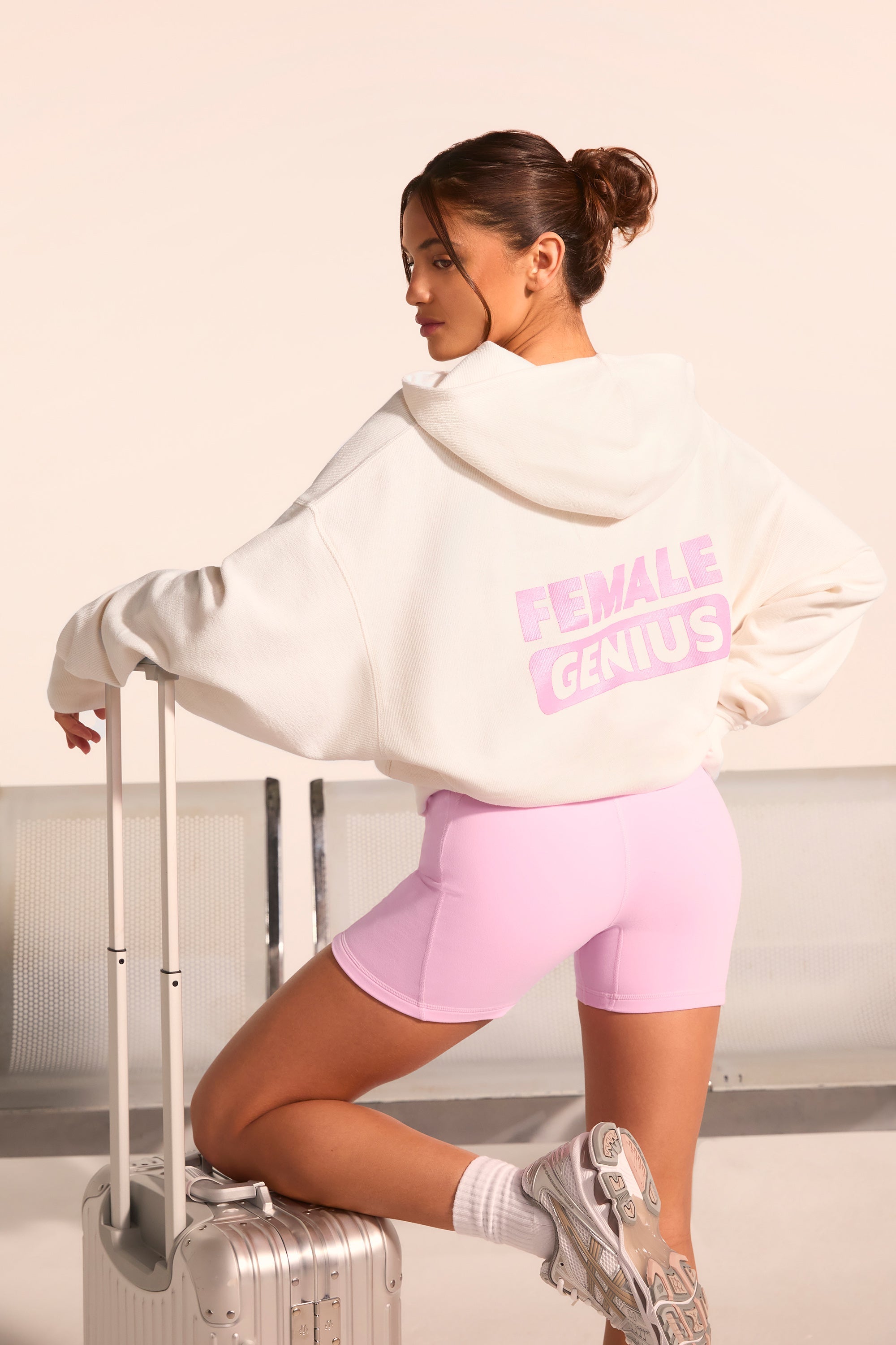 Jet Set Graphic-Print Hoodie in White - Image 6