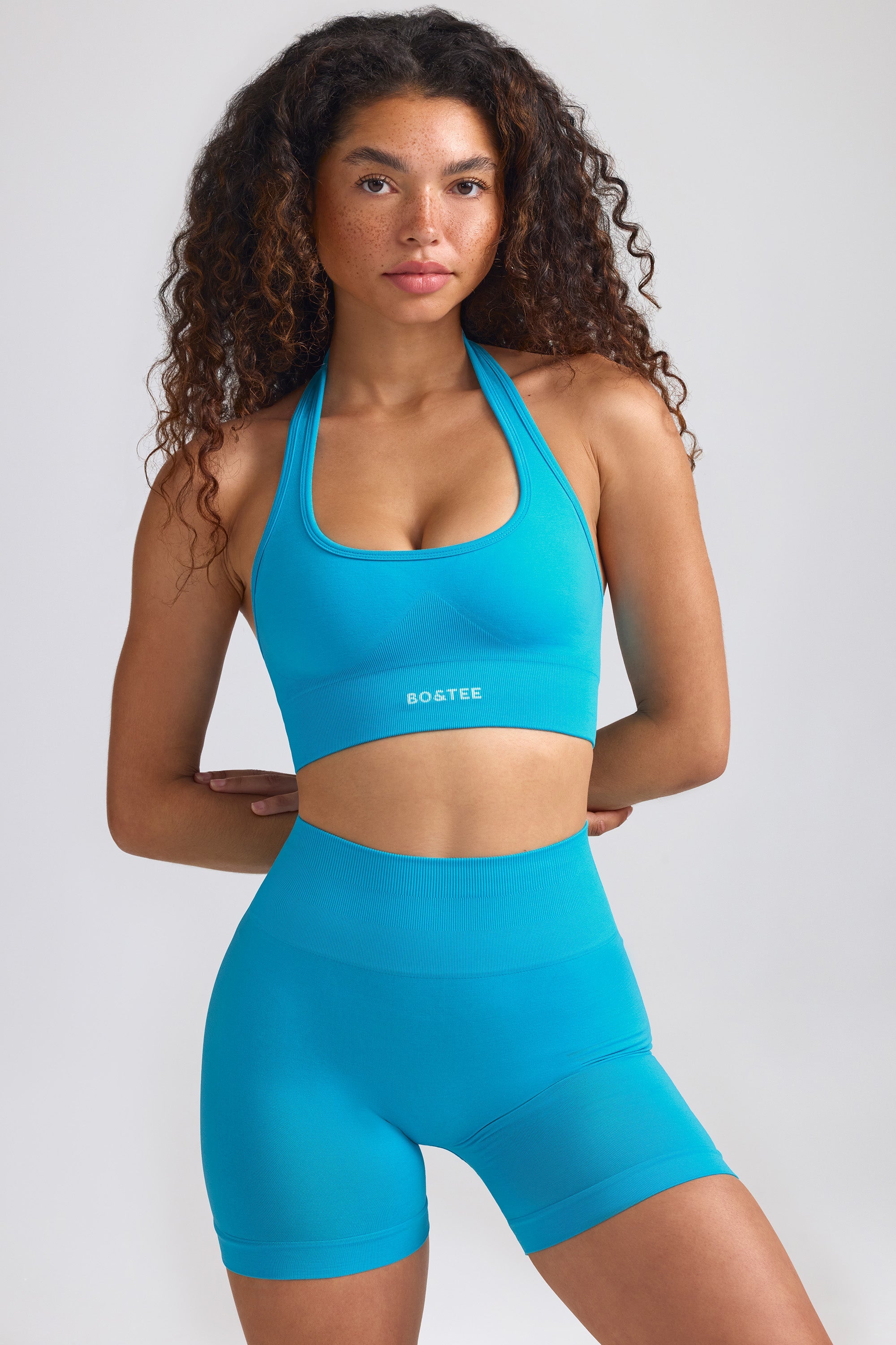Define Luxe Mini Shorts in Turquoise Blue - Image 5