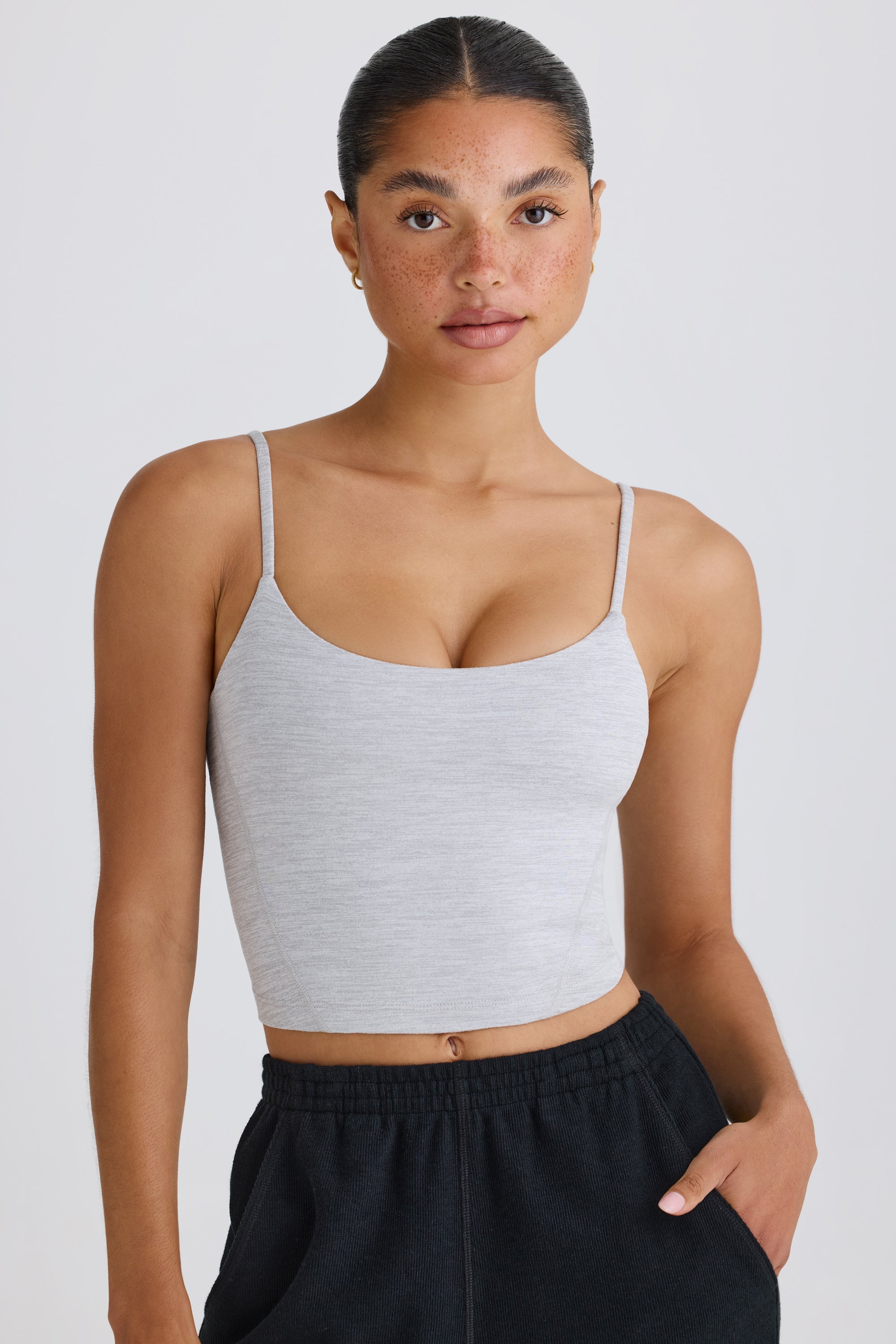 Jet Set Soft Active Tank Top in Grey Marl - Image 6