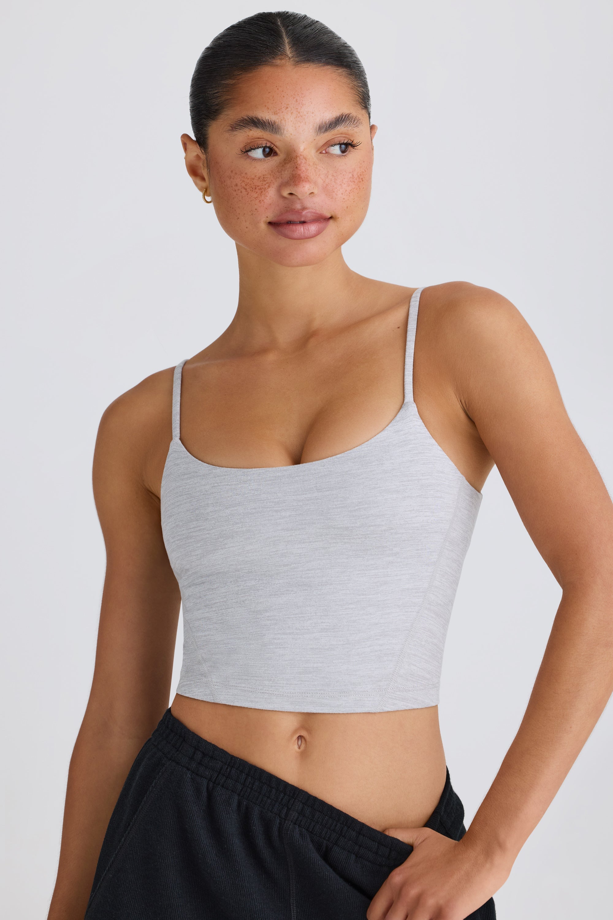 Jet Set Soft Active Tank Top in Grey Marl - Image 7
