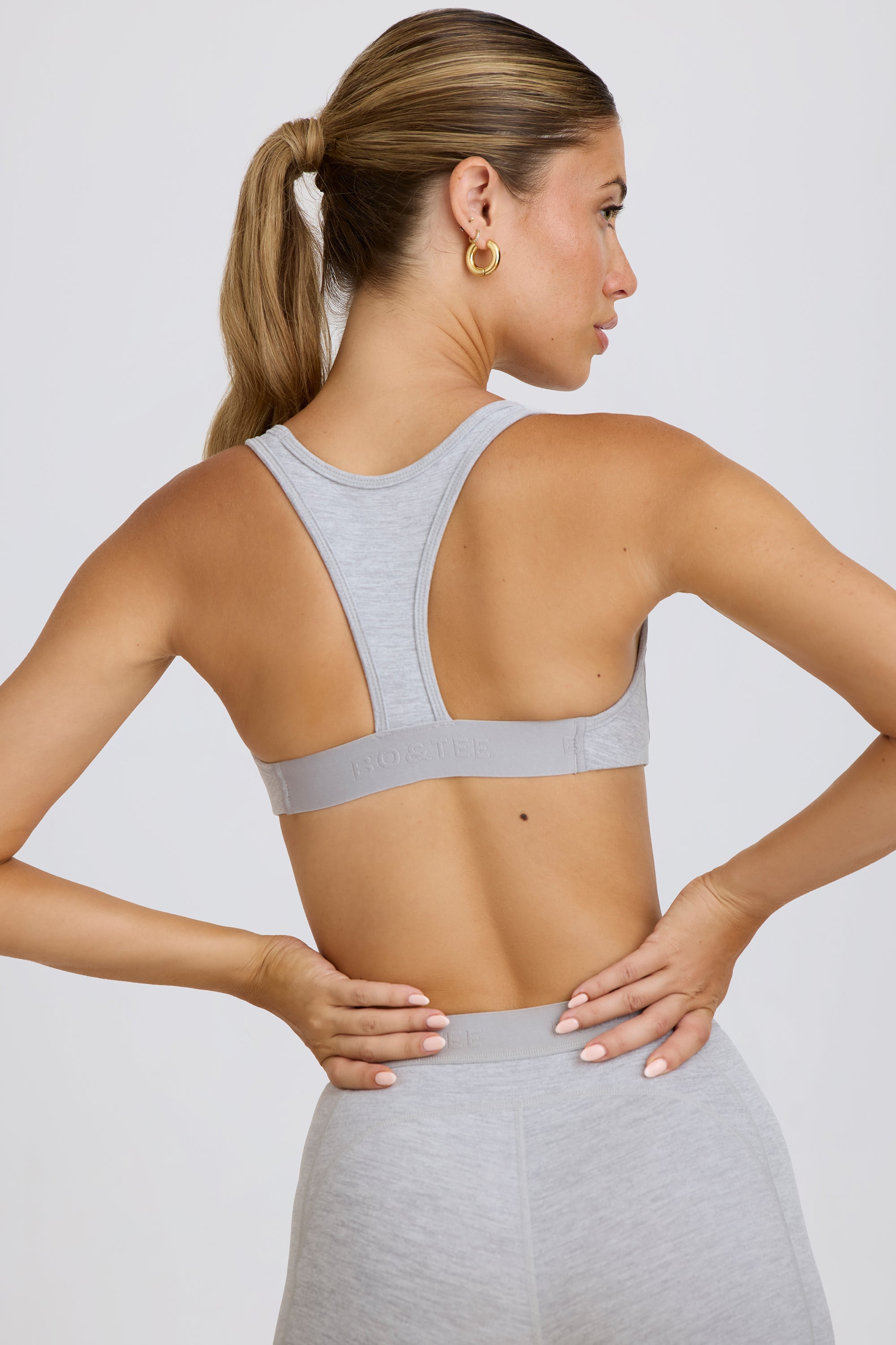 Courtside Classics Soft Active Sports Bra in Grey Marl - Image 2