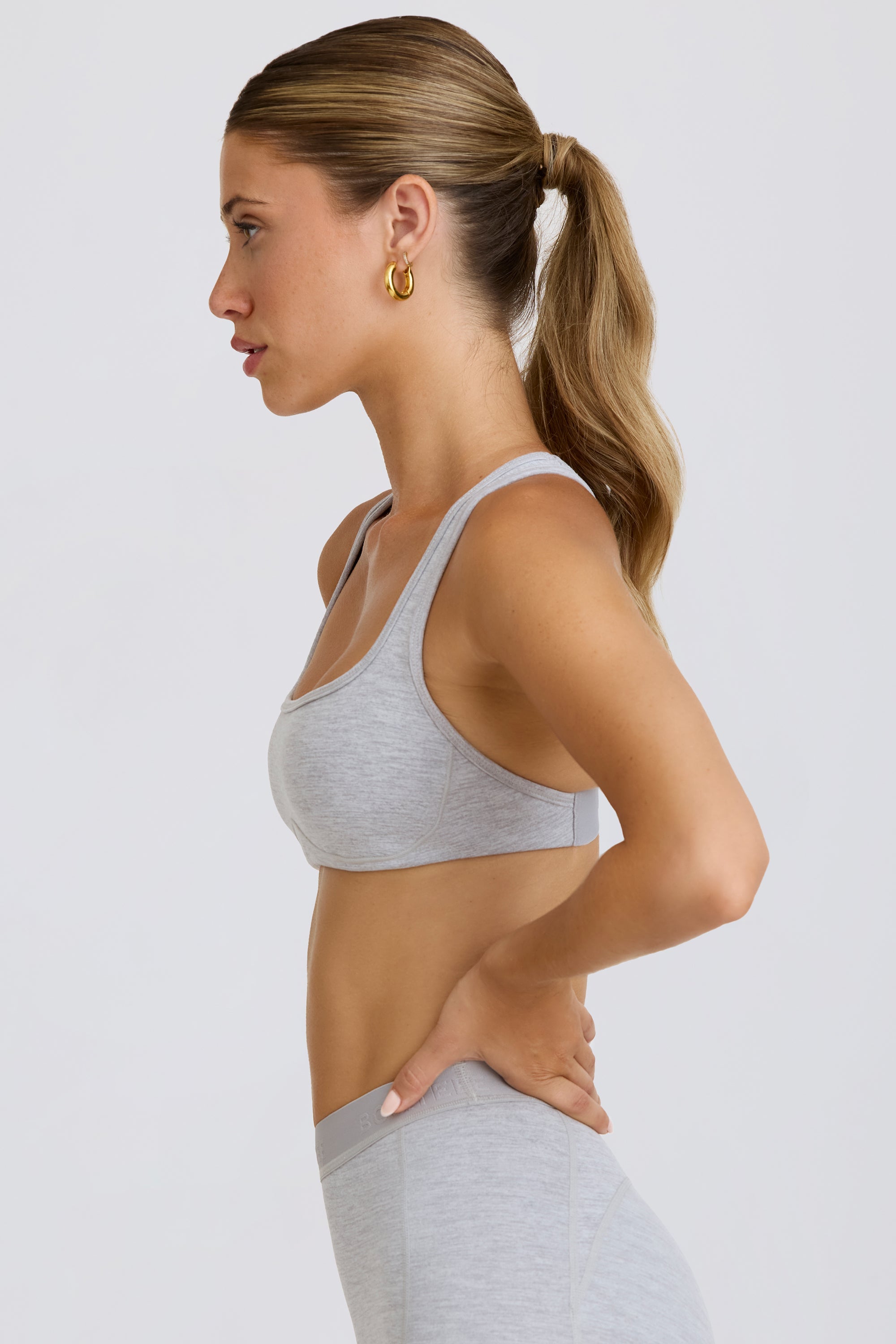 Courtside Classics Soft Active Sports Bra in Grey Marl - Image 3