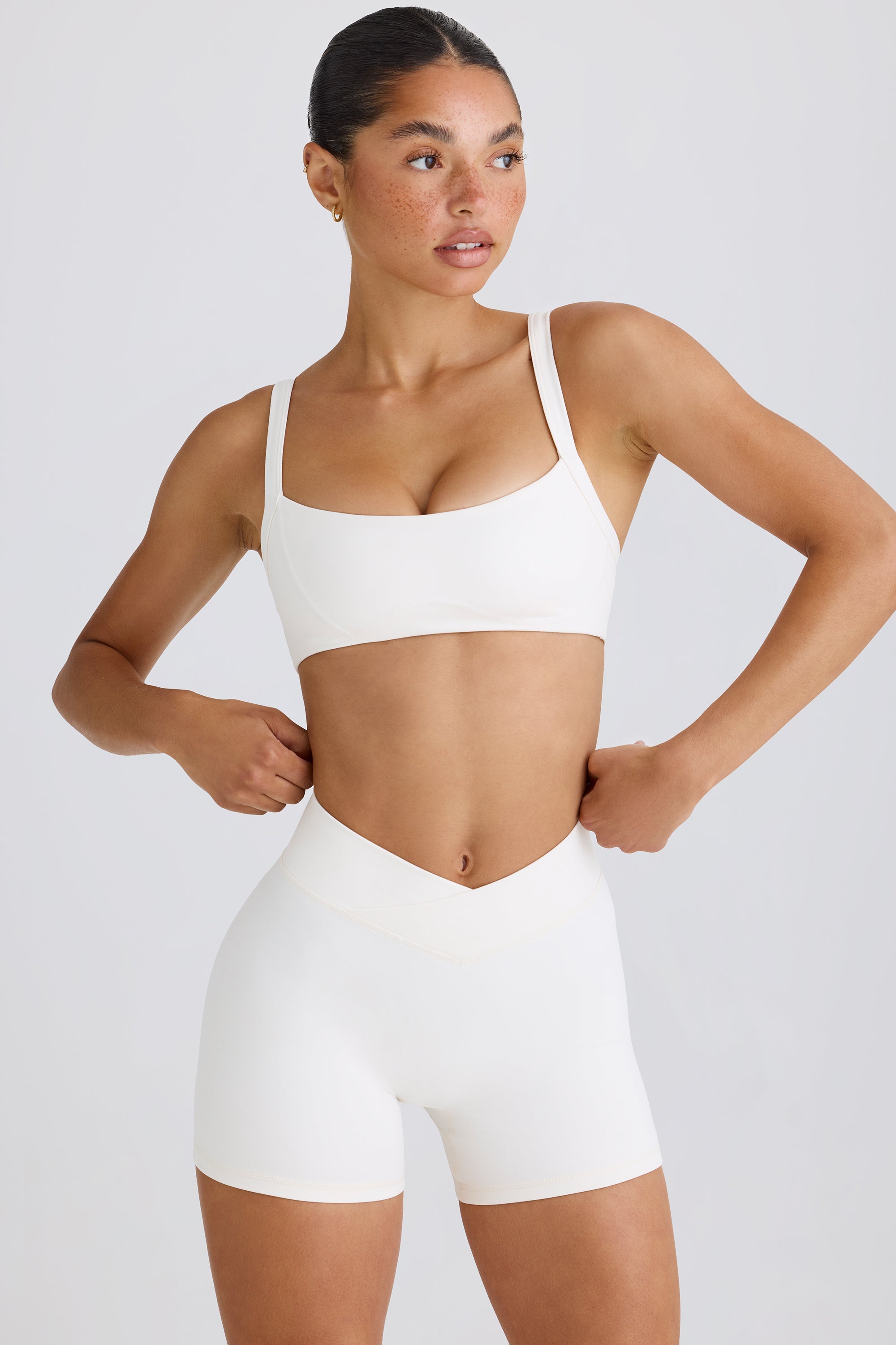 Jet Set Soft Active Crossover Mini Shorts in White - Image 7