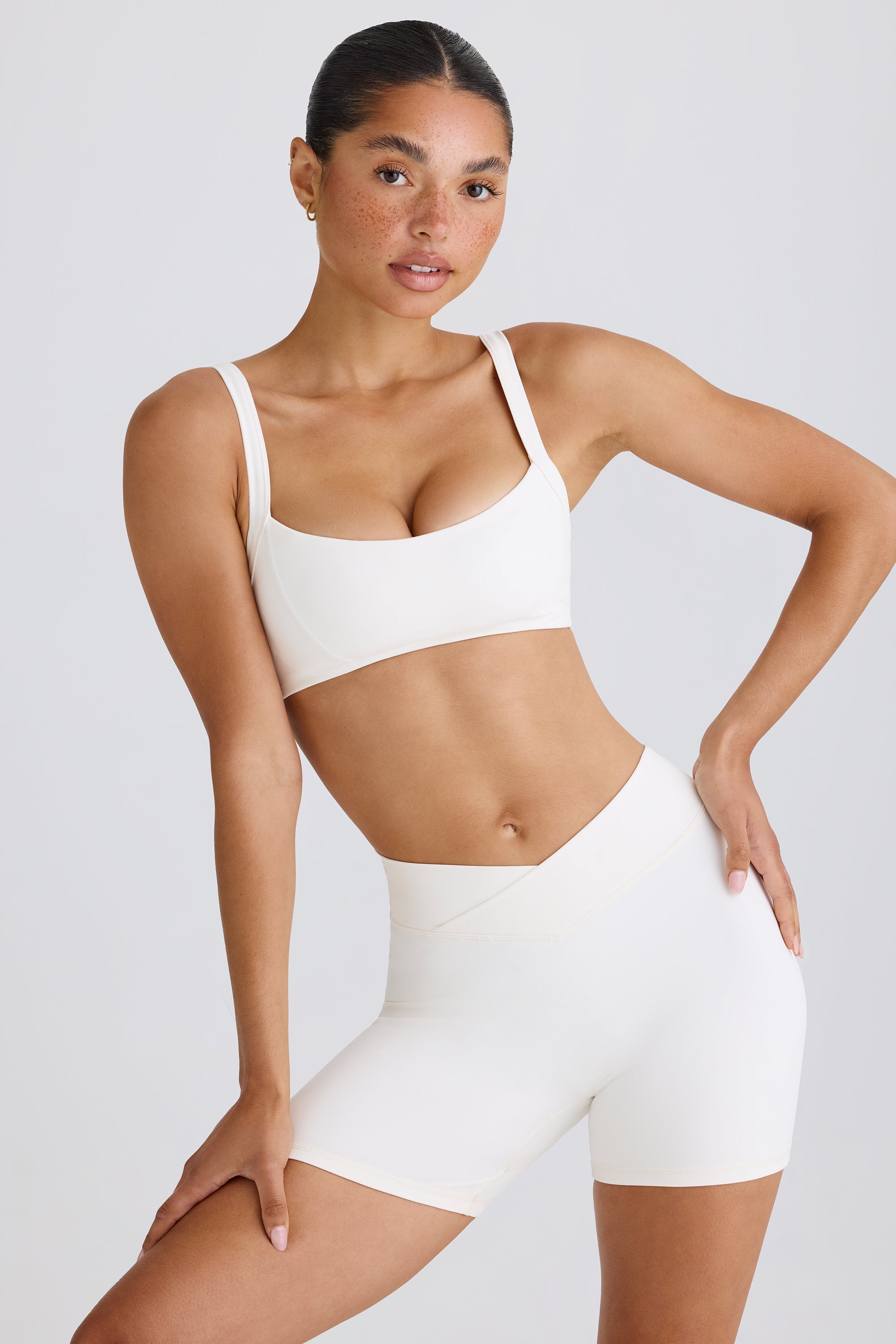 Jet Set Soft Active Crossover Mini Shorts in White - Image 8