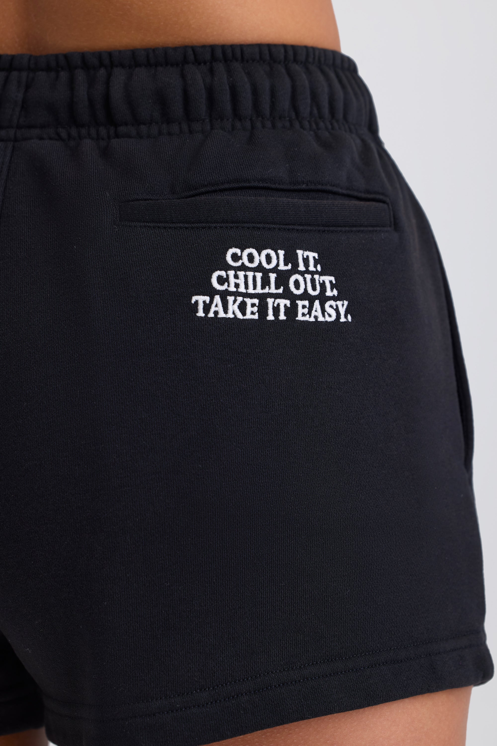 Mid-Rise Sweat Shorts in Black - Image 5
