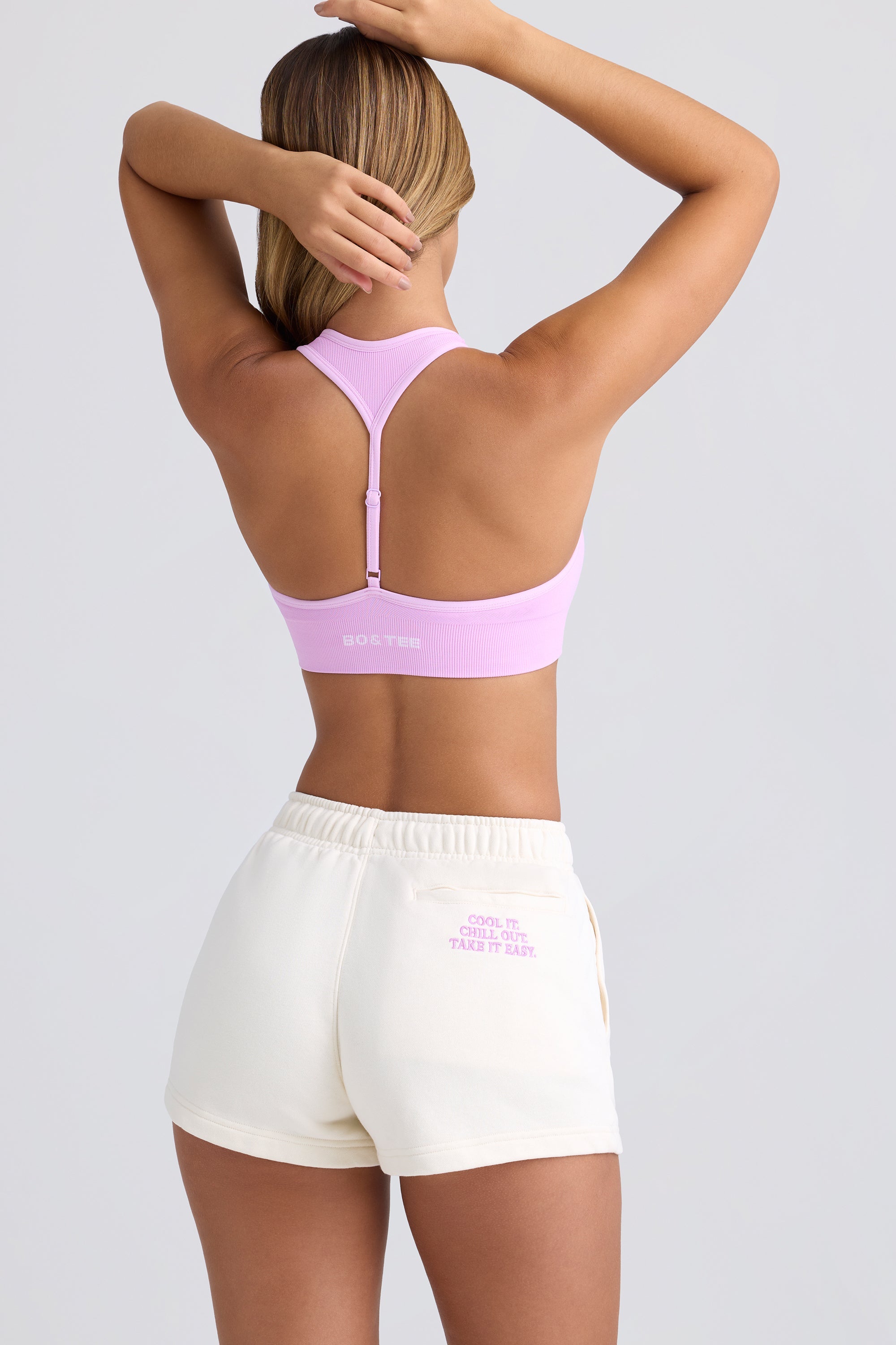 Mid-Rise Sweat Shorts in Eggshell - Image 7