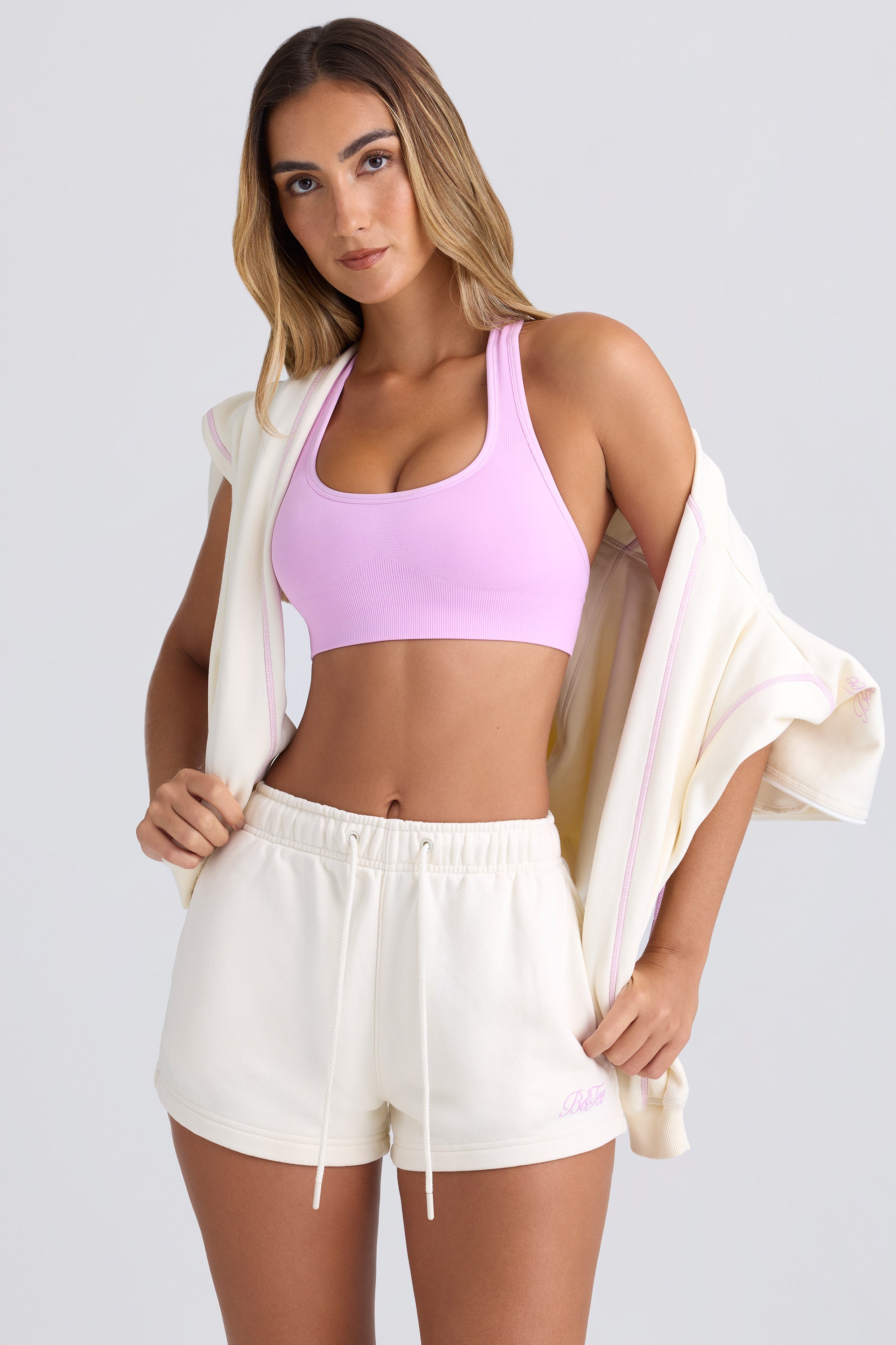 Mid-Rise Sweat Shorts in Eggshell - Image 6