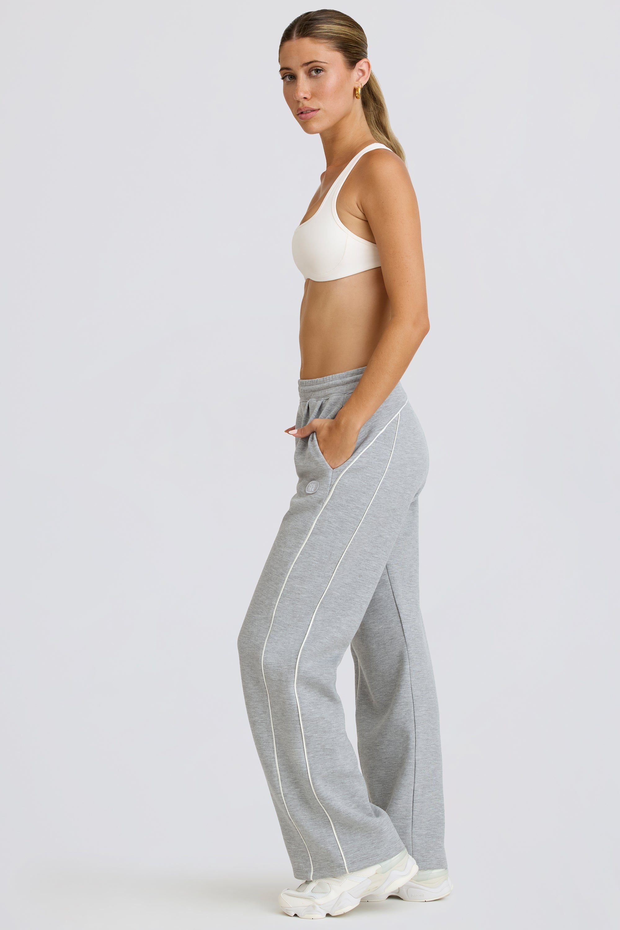 Courtside Classics Mid-Rise Straight-Leg Joggers in Grey Marl - Image 3