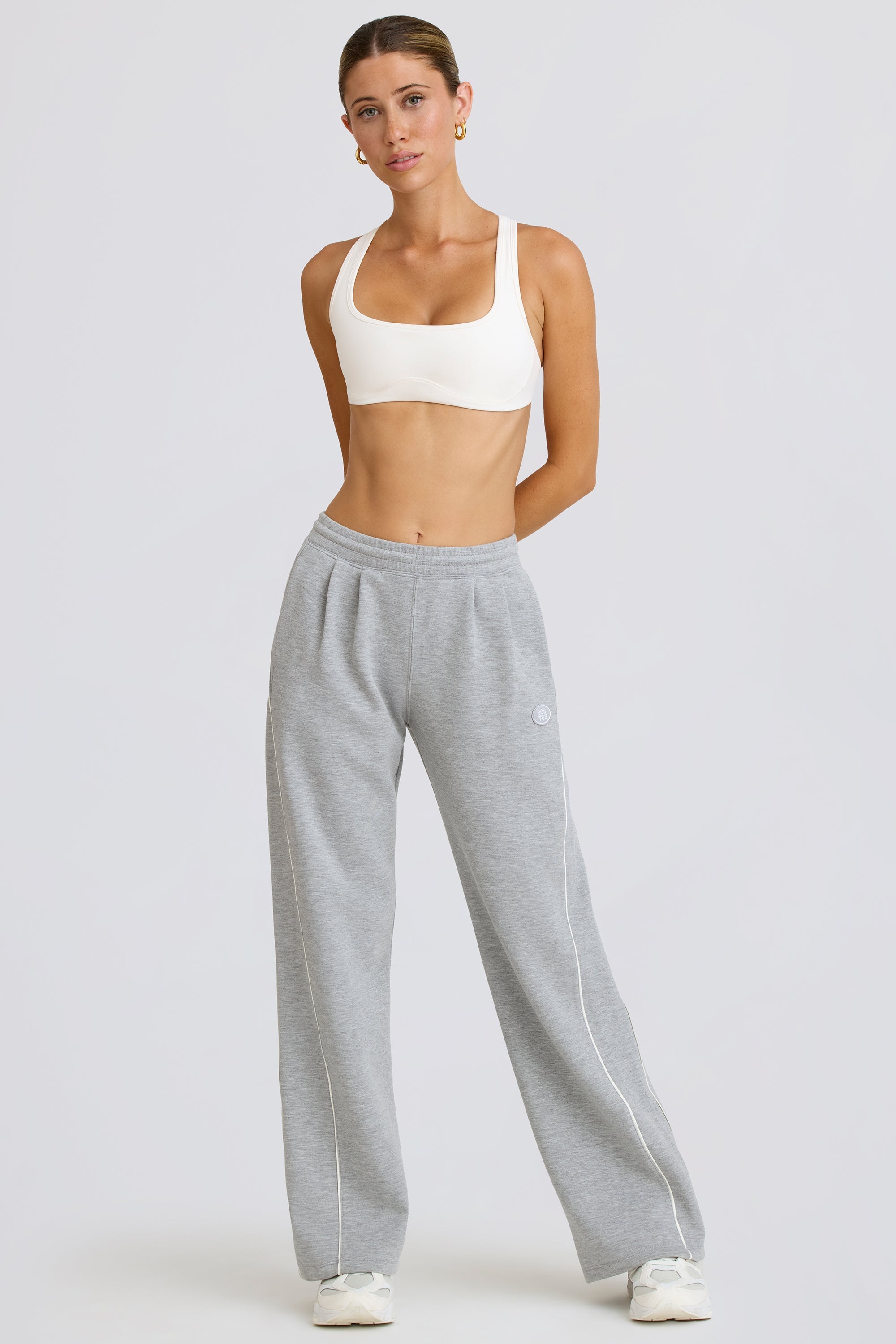 Courtside Classics Mid-Rise Straight-Leg Joggers in Grey Marl - Image 5