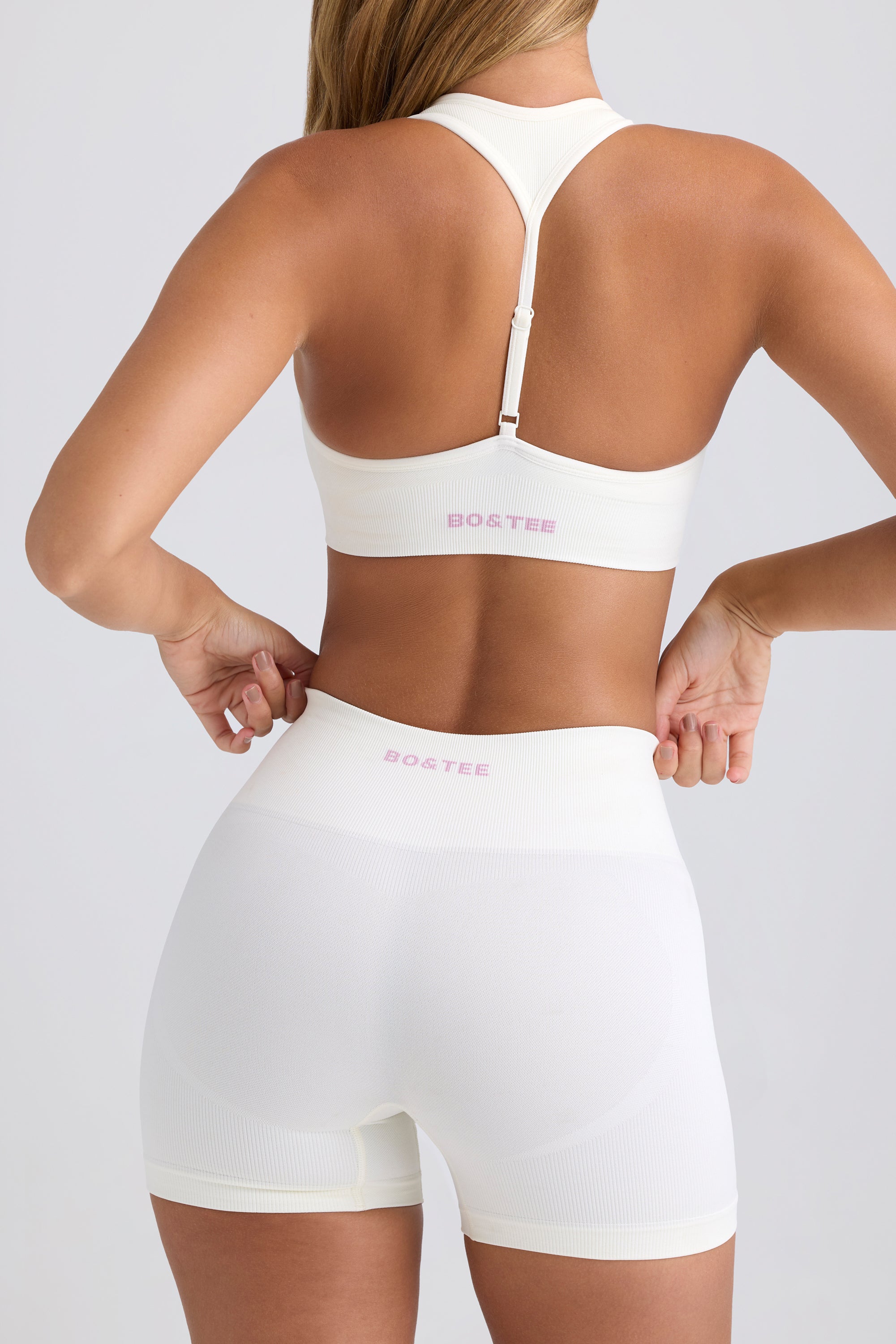 Super Sculpt Seamless High-Waist Mini Shorts in Eggshell - Image 2