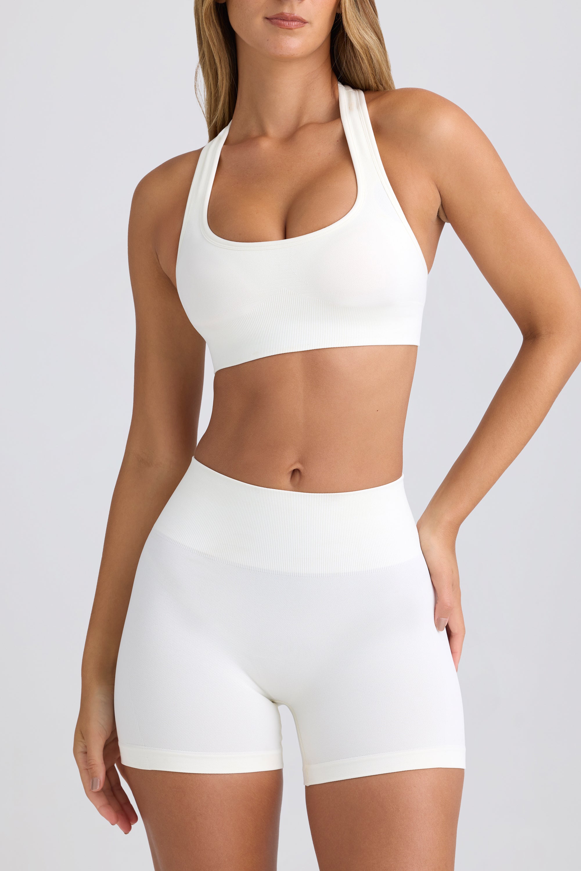 Super Sculpt Seamless High-Waist Mini Shorts in Eggshell - Image 4