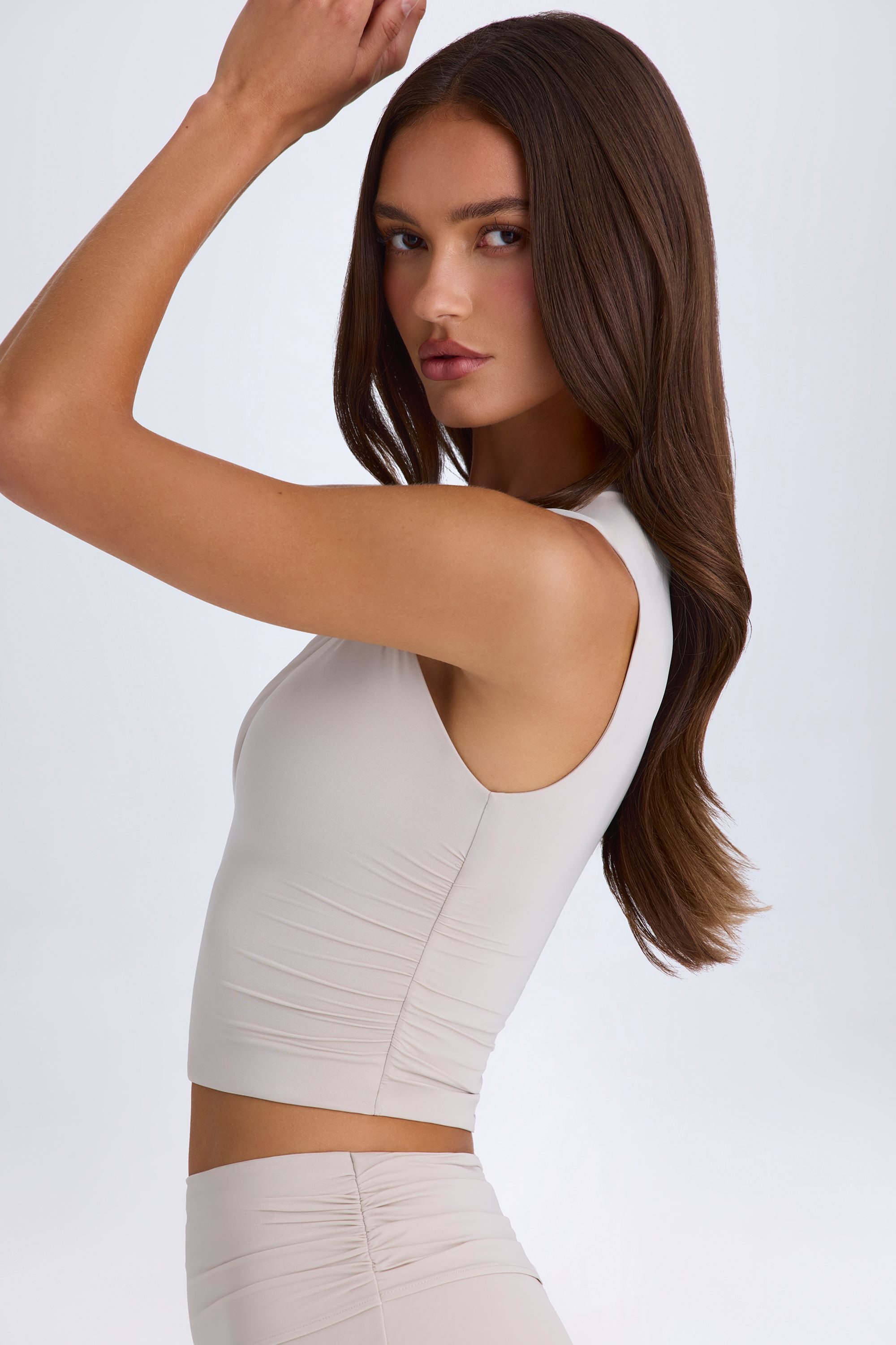 Abilene Twisted Cut-Out Tank Top in Taupe - Image 4