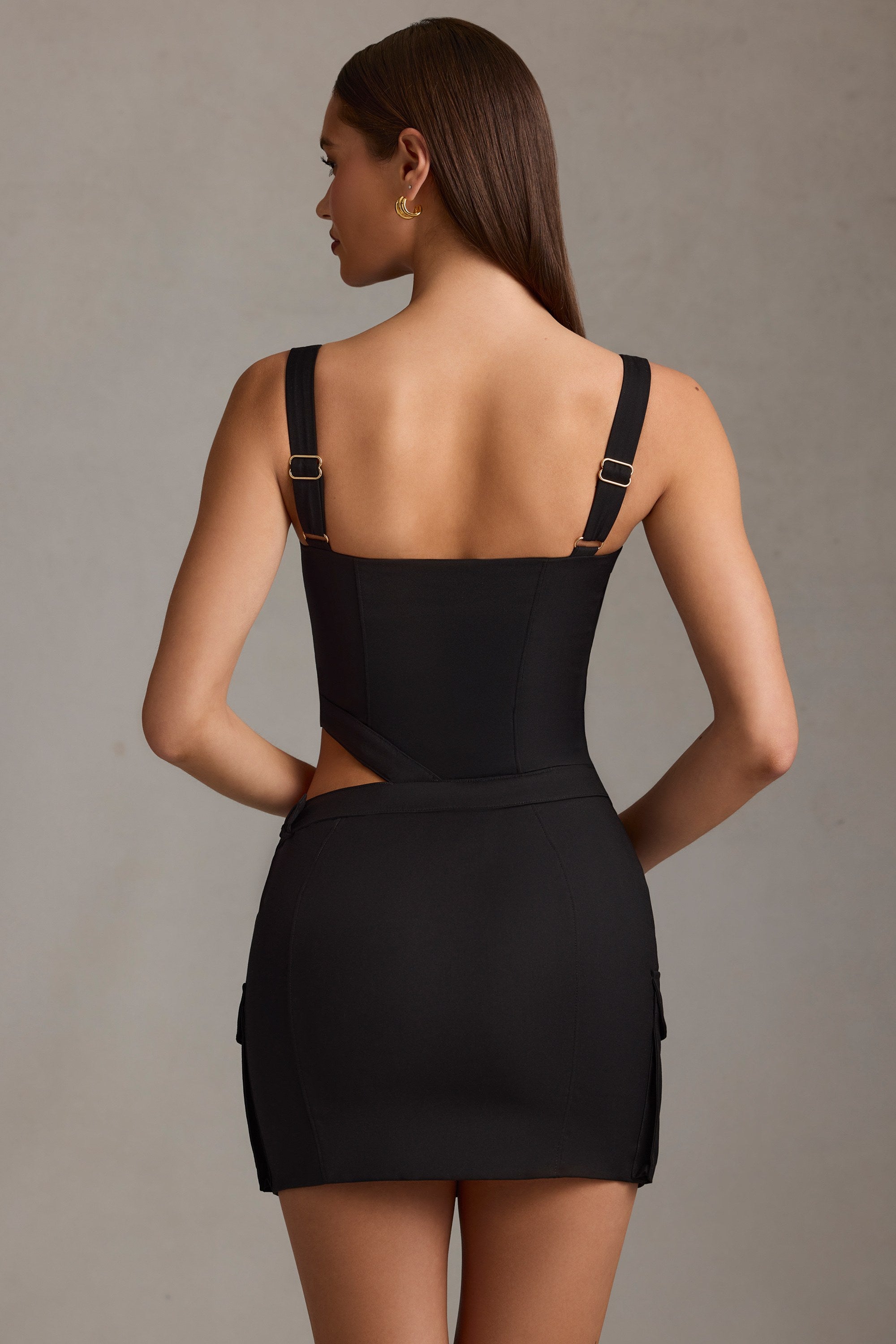 Acadia Belted Cut-Out Mini Dress in Black - Image 3
