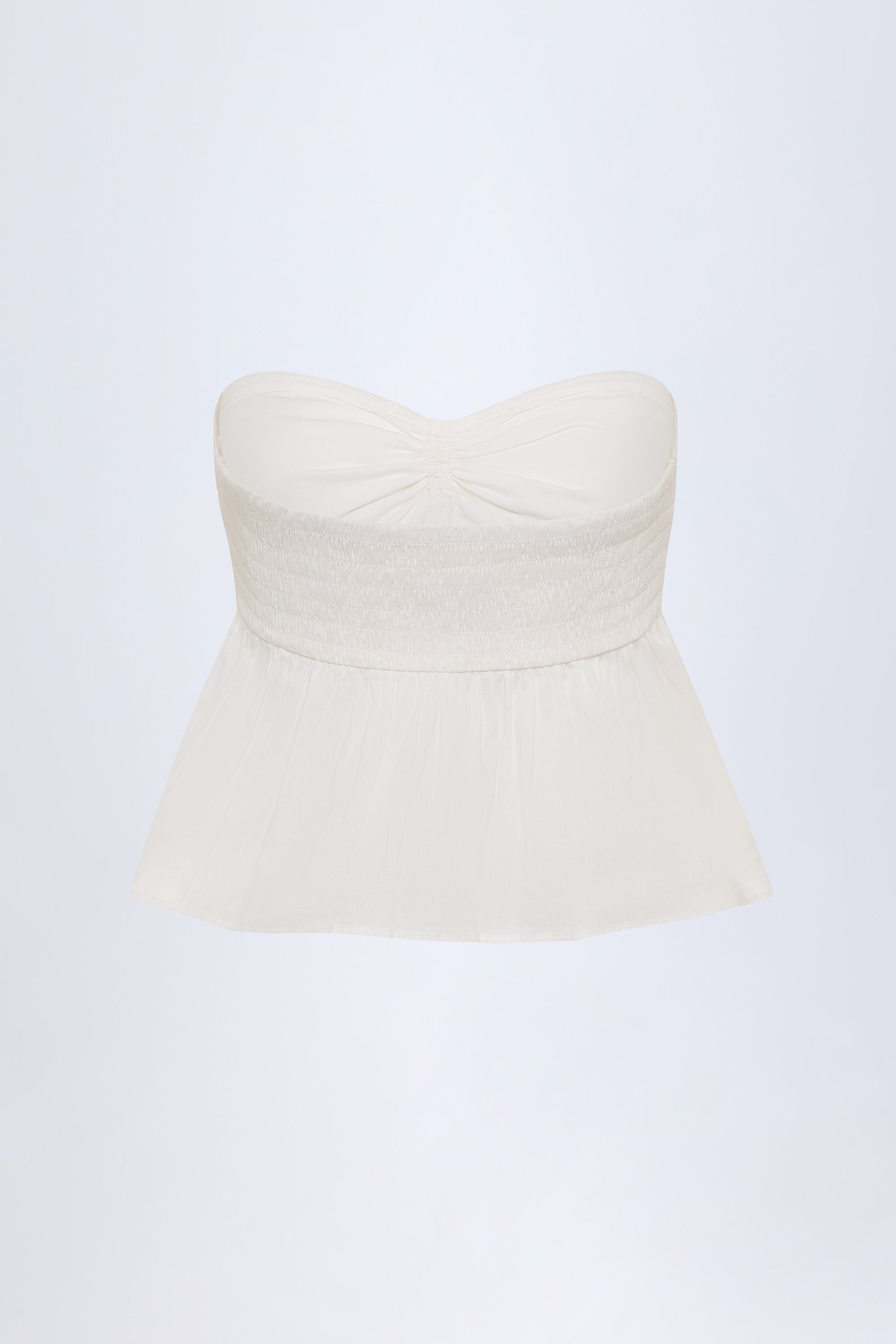Alma Tie-Front Bandeau Crop Top in White - Image 4