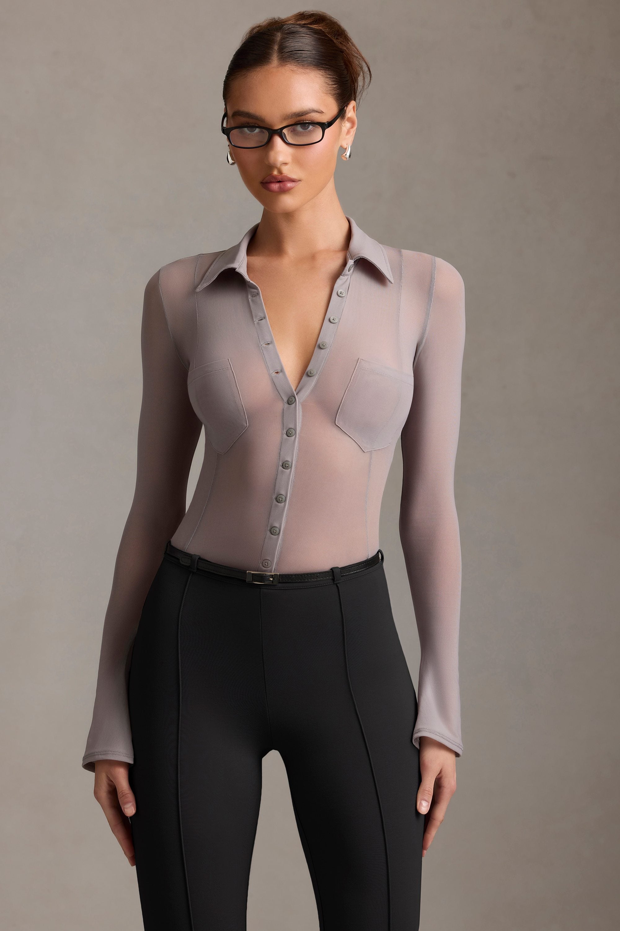 Althea Low-Rise Flared Trousers in Black - Image 4