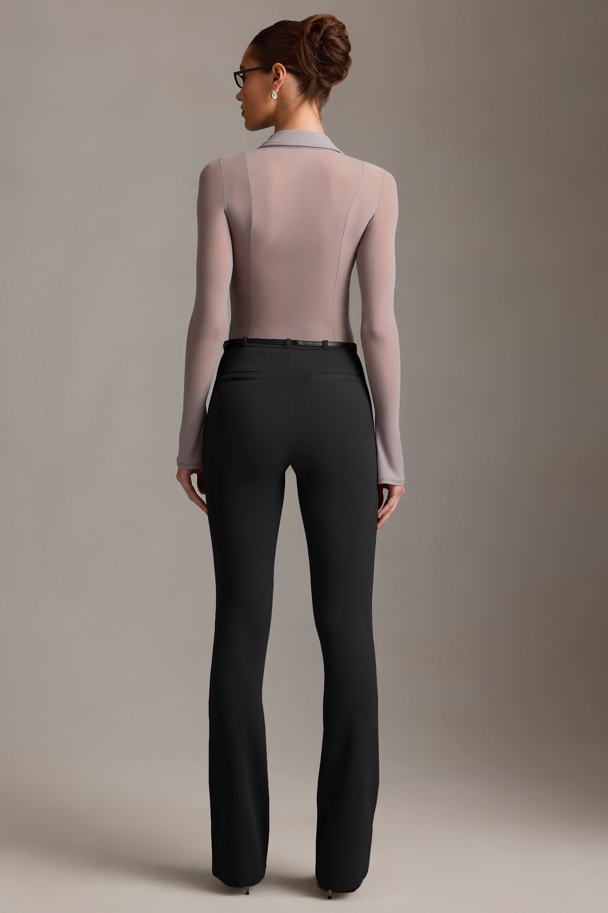 Althea Low-Rise Flared Trousers in Black - Image 7
