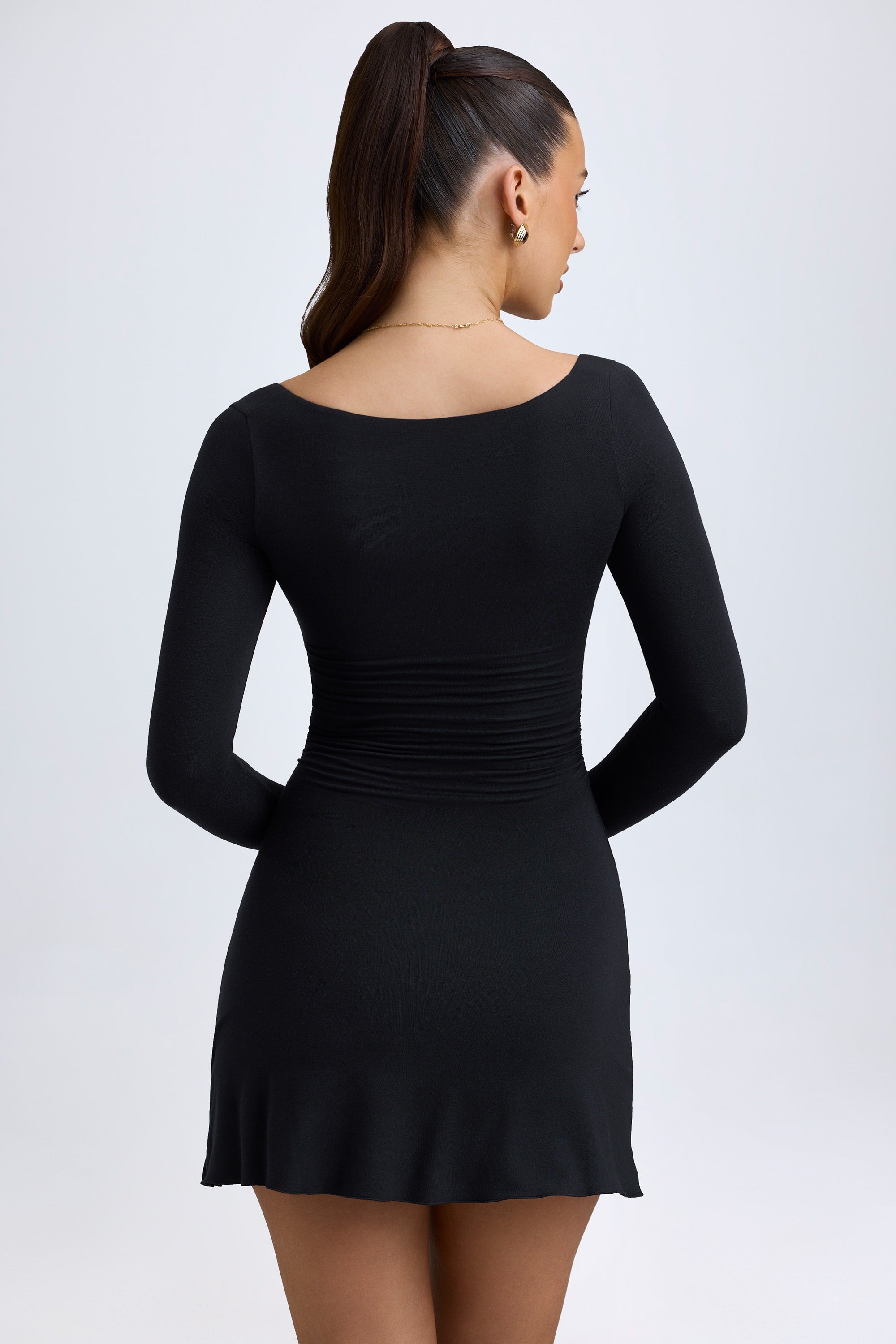 Alvie Modal Layered A-Line Mini Dress in Black - Image 3