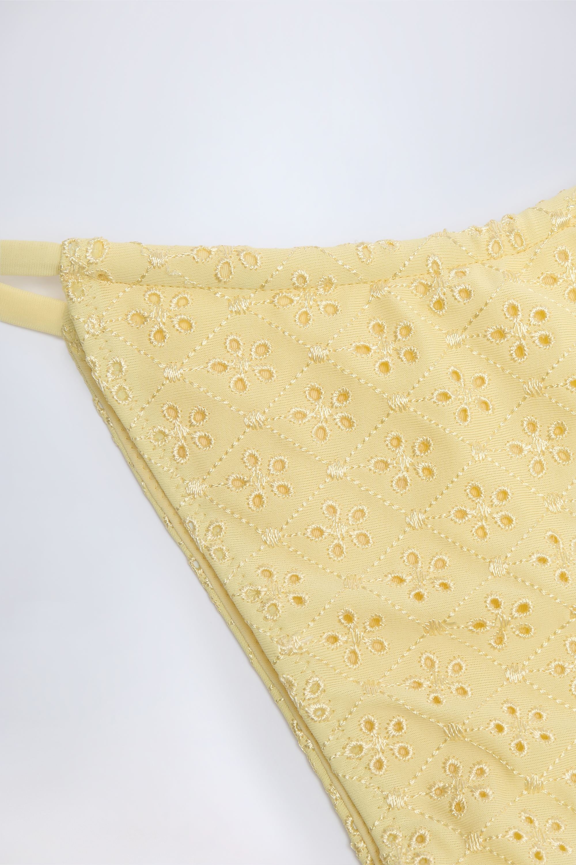 Andros Broderie Anglaise Drawstring Bikini Bottoms in Lemon Yellow - Image 5