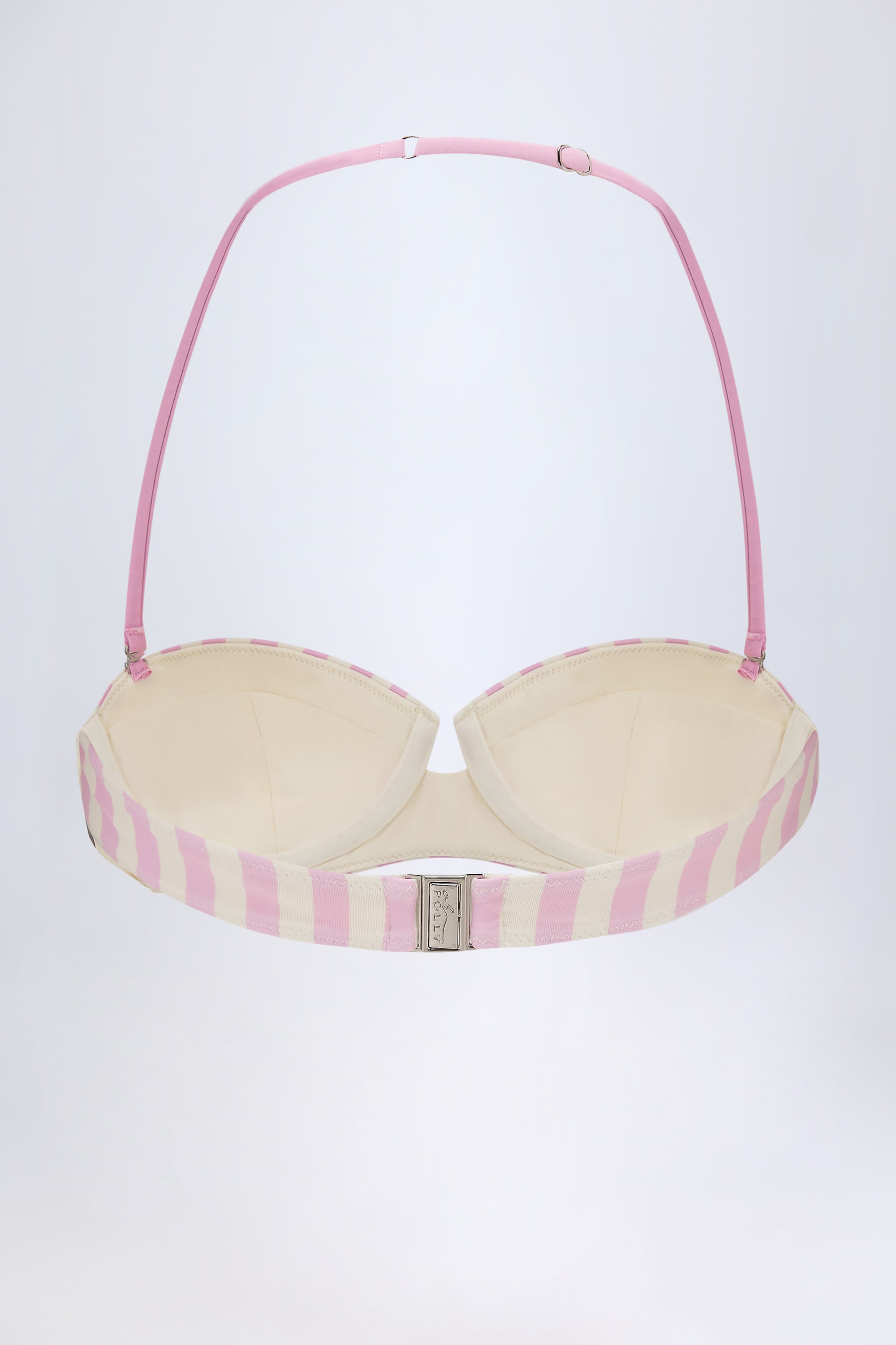 Ascona Underwired Halterneck Balconette Bikini Top in Mauve Stripe - Image 3