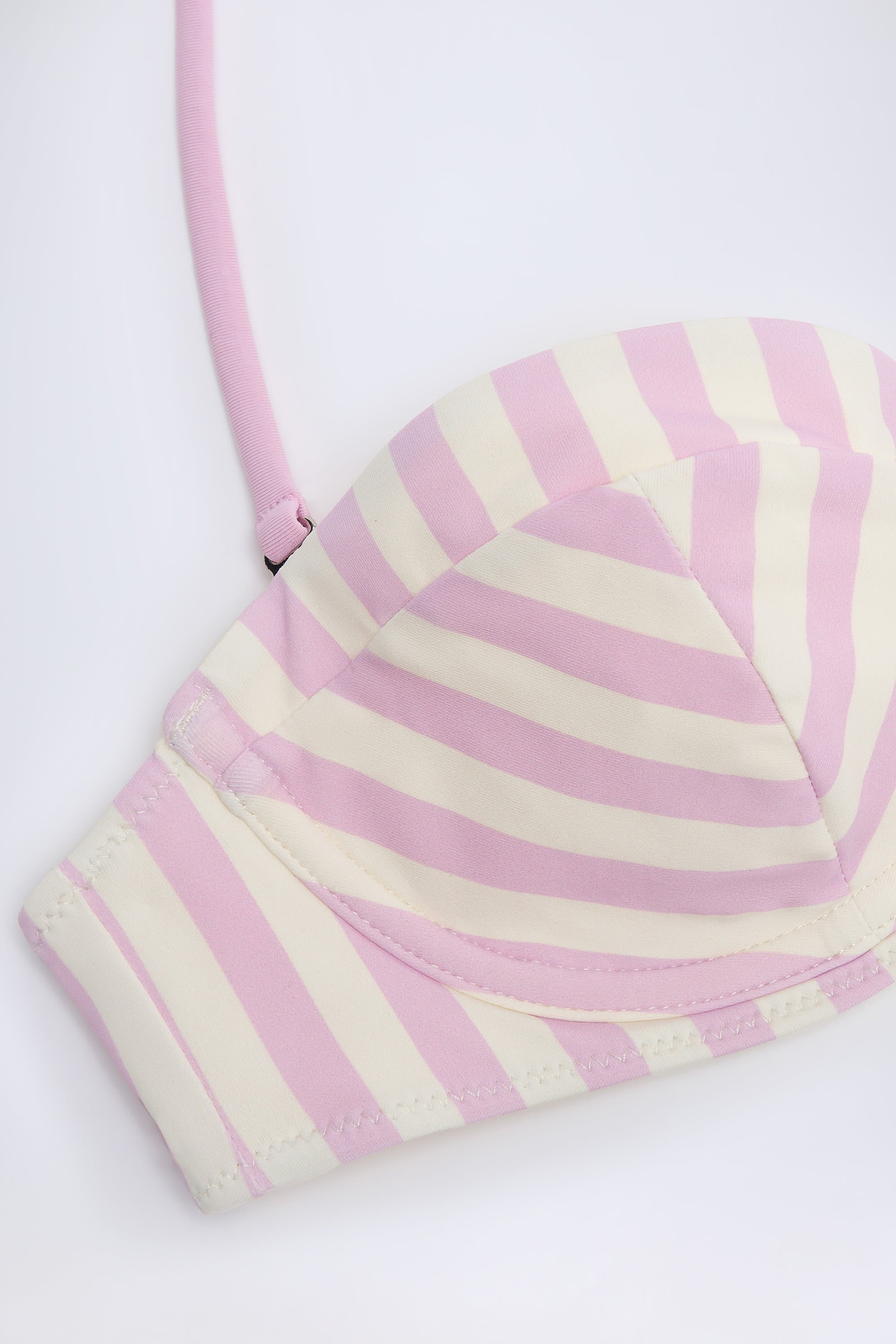 Ascona Underwired Halterneck Balconette Bikini Top in Mauve Stripe - Image 4