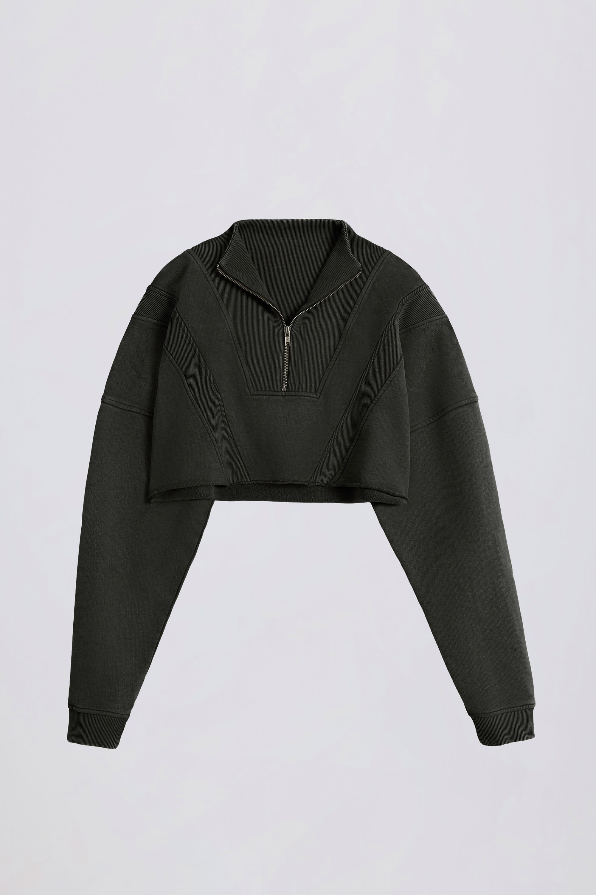 Acid Wash Cropped Sweatshirt in Ash - Image 2