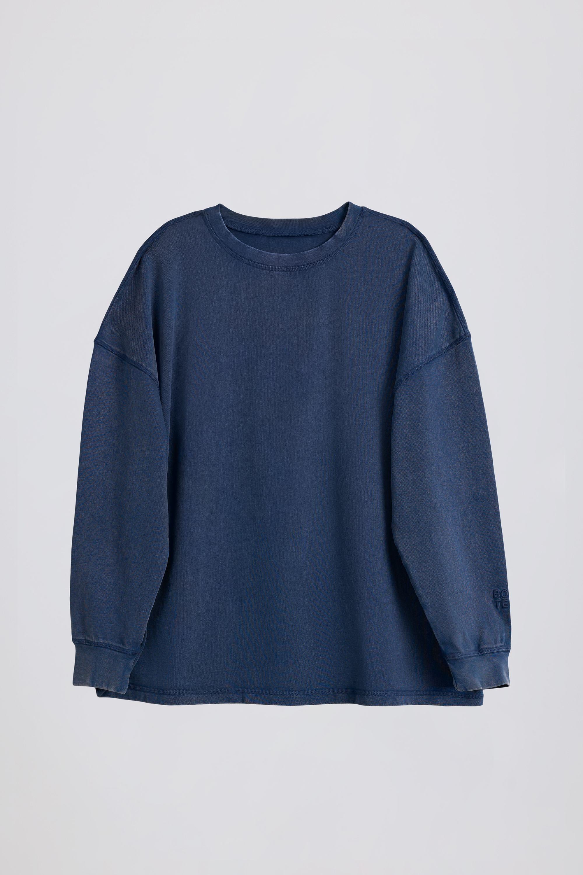Acid Wash Long-Sleeve Oversized T-Shirt in Blue - Image 2