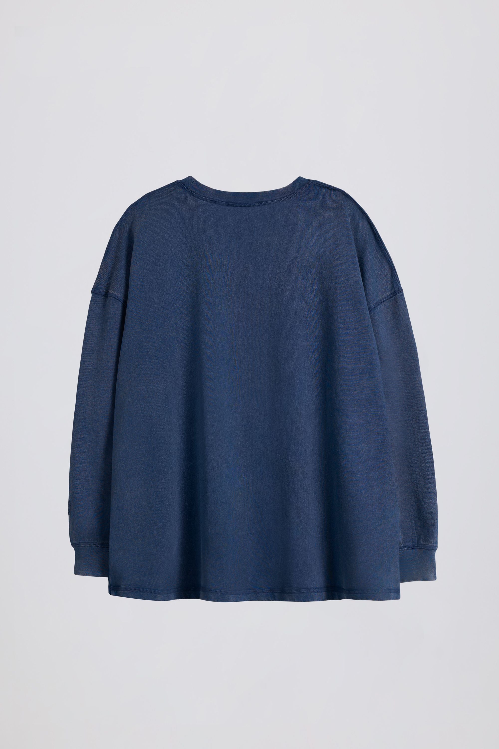 Acid Wash Long-Sleeve Oversized T-Shirt in Blue - Image 3