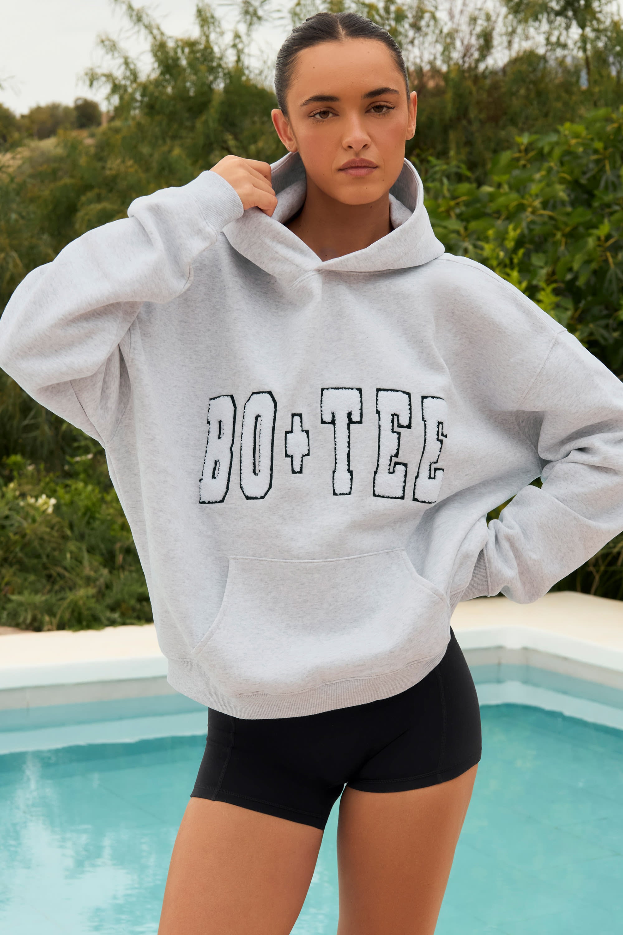 Off Duty Oversized Hooded Sweatshirt in Heather Grey