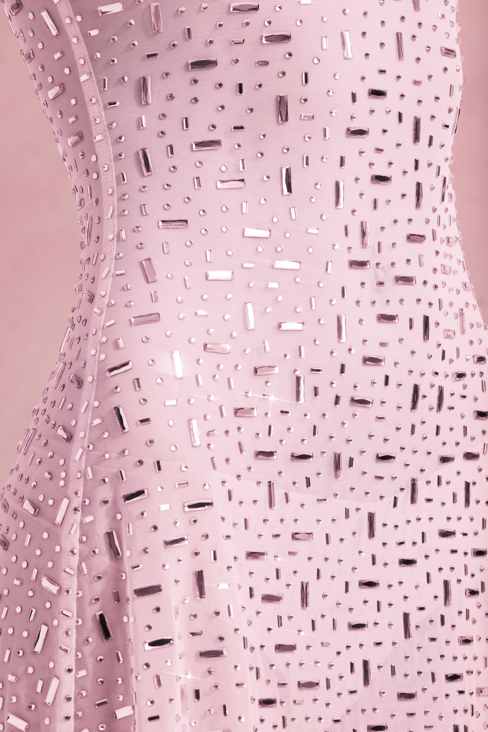 Averie Sheer Embellished Square-Neck Mini Dress in Pink - Image 5