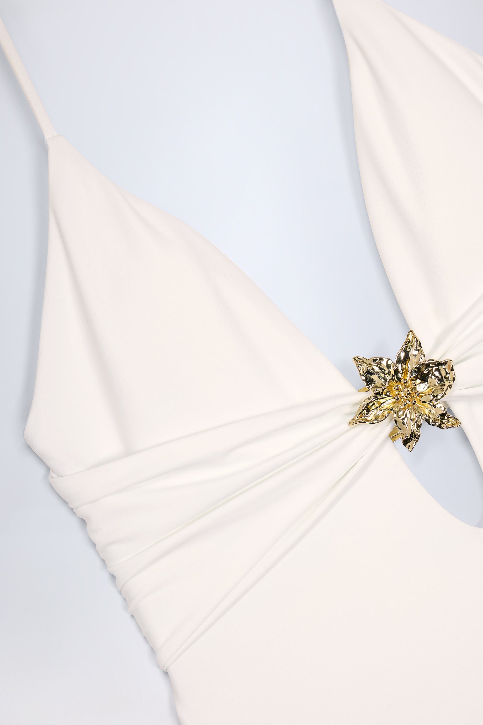 Bahari Cut-Out Hardware-Detail Swimsuit in White - Image 5